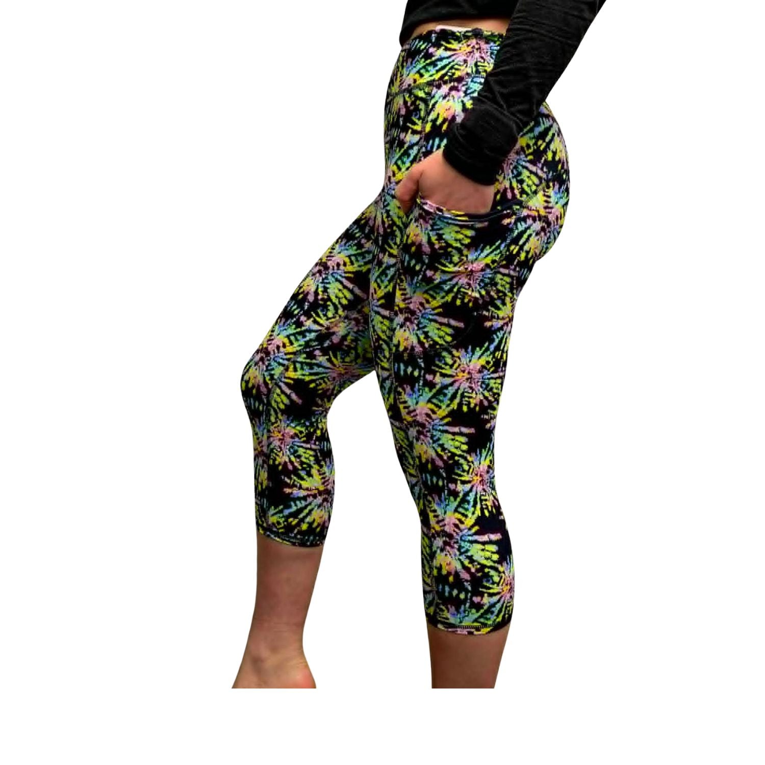 Funky Fit SCULPT Yoga Capri Leggings - Tie-Dye Explosion