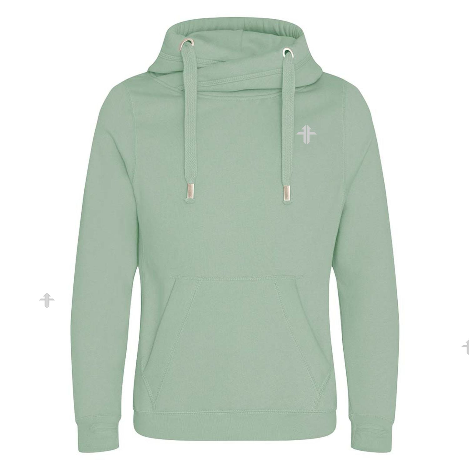 Cross-Neck Hoodie - Sage Green