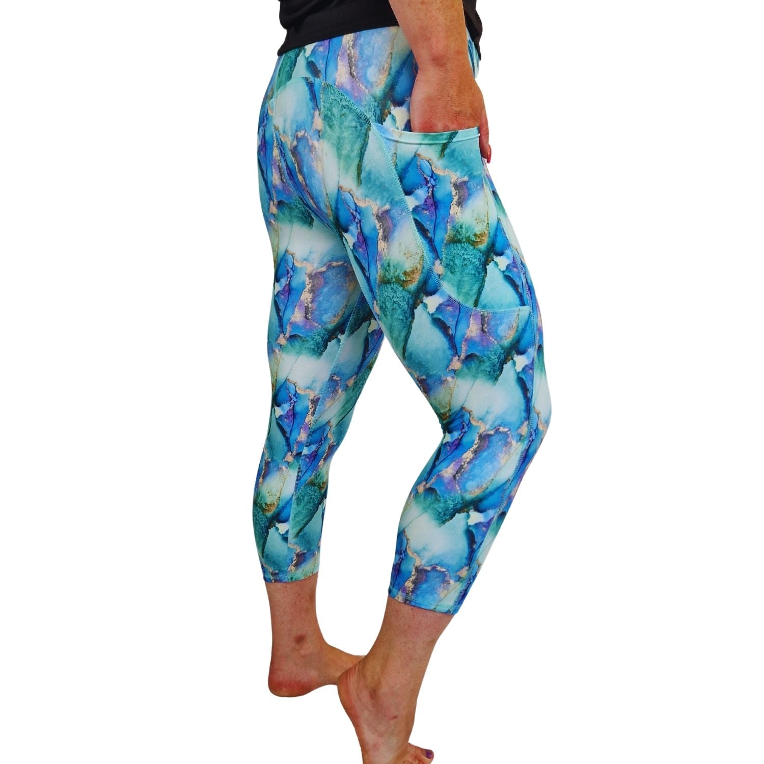 Funky Fit SCULPT Yoga Capri Leggings - Marbled Quartz