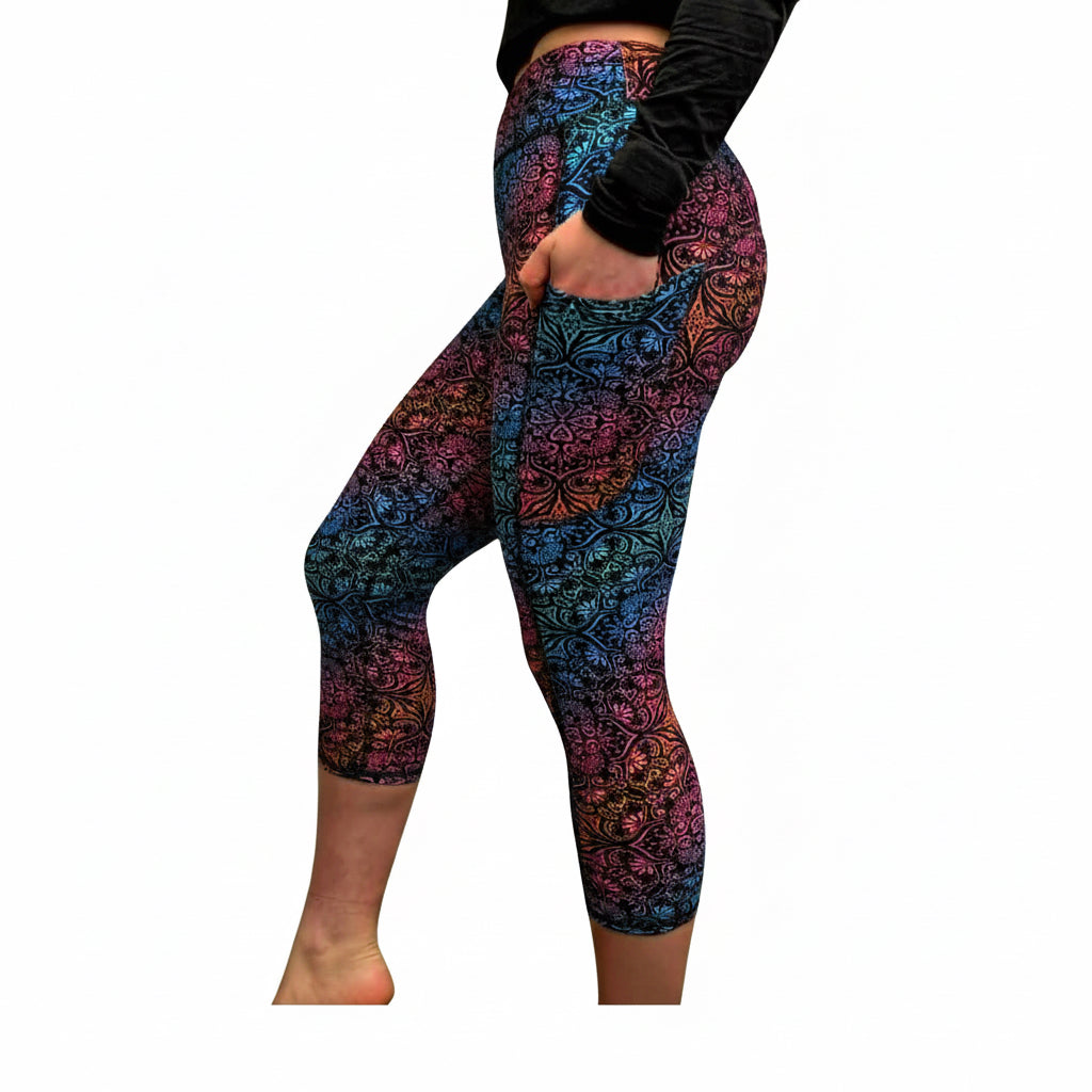 Funky Fit SCULPT Yoga Capri Leggings - Colourful Lace