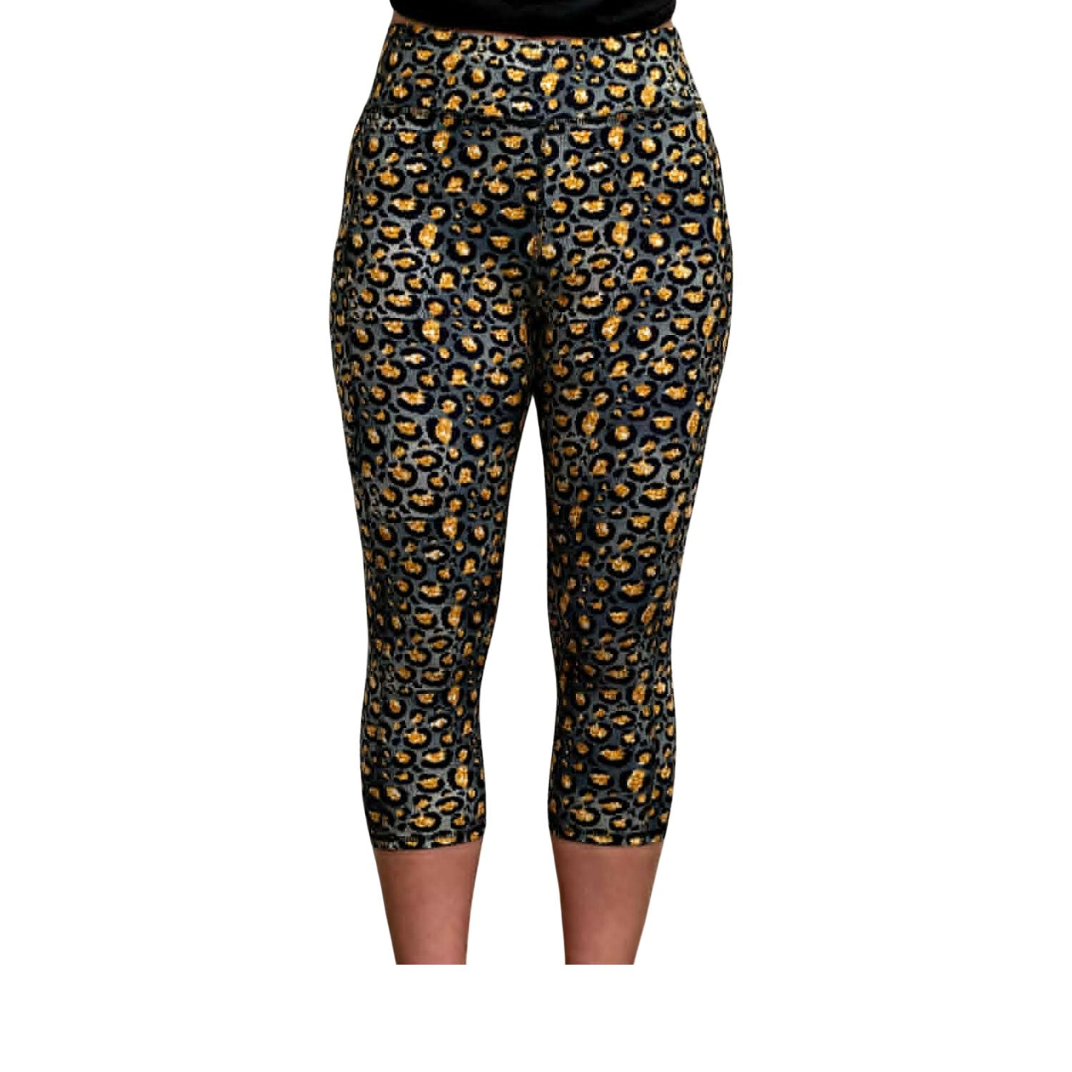 Funky Fit SCULPT Yoga Capri Leggings - Leopard & Gold