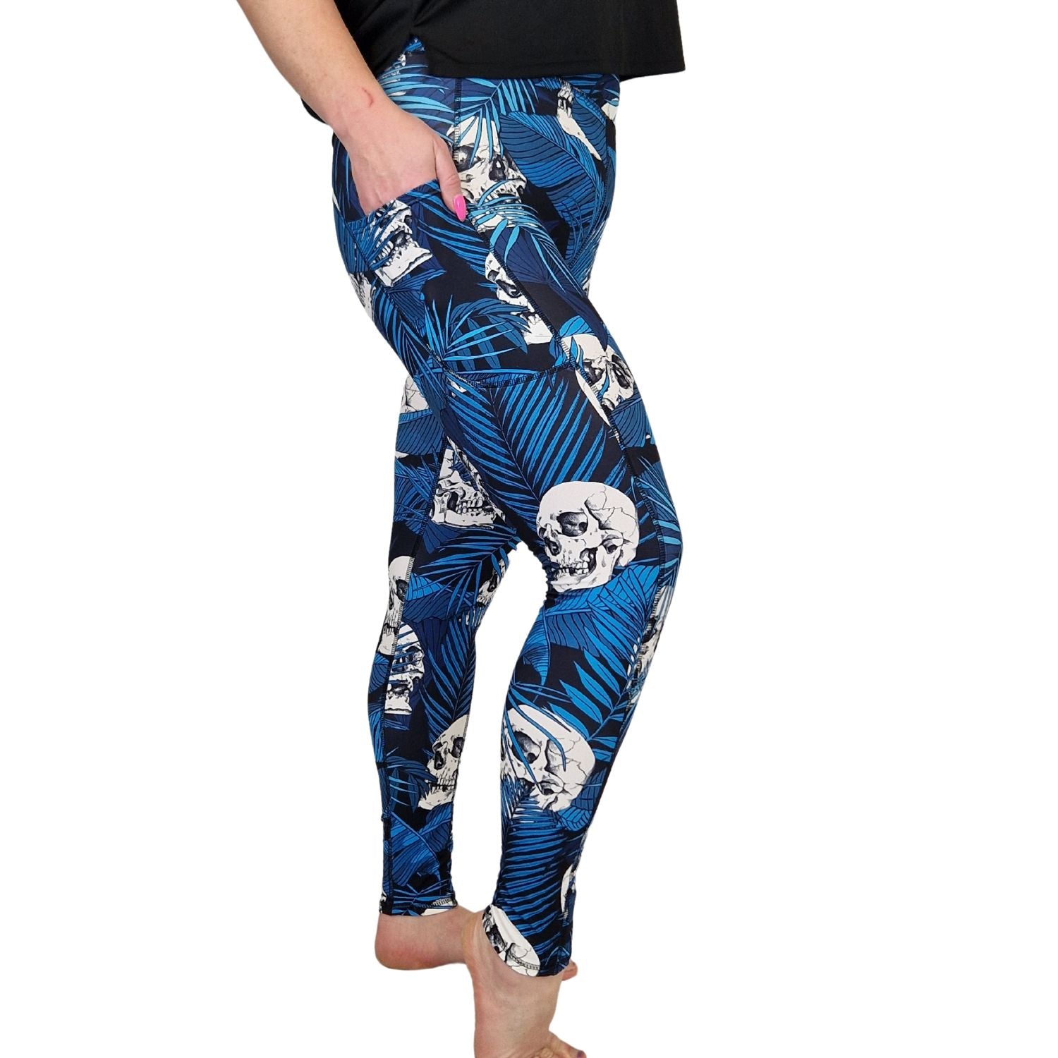 Funky Fit SCULPT Yoga Leggings- Tropical Skulls