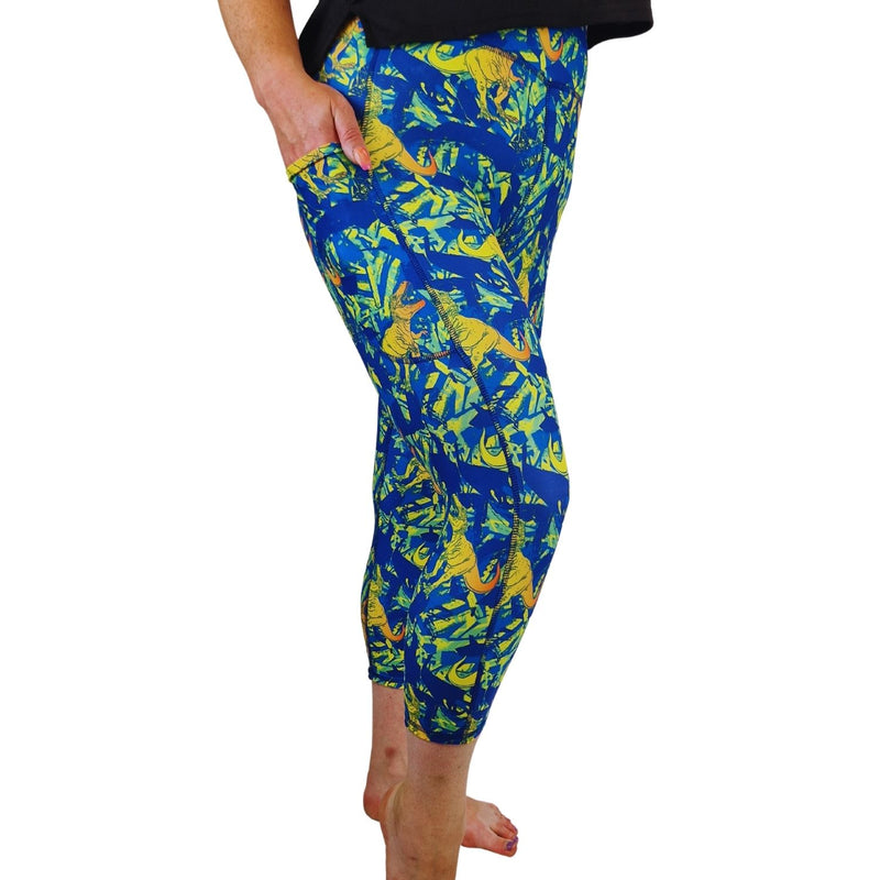 Funky Fit SCULPT Yoga Capri Leggings - Jurassic Jungle