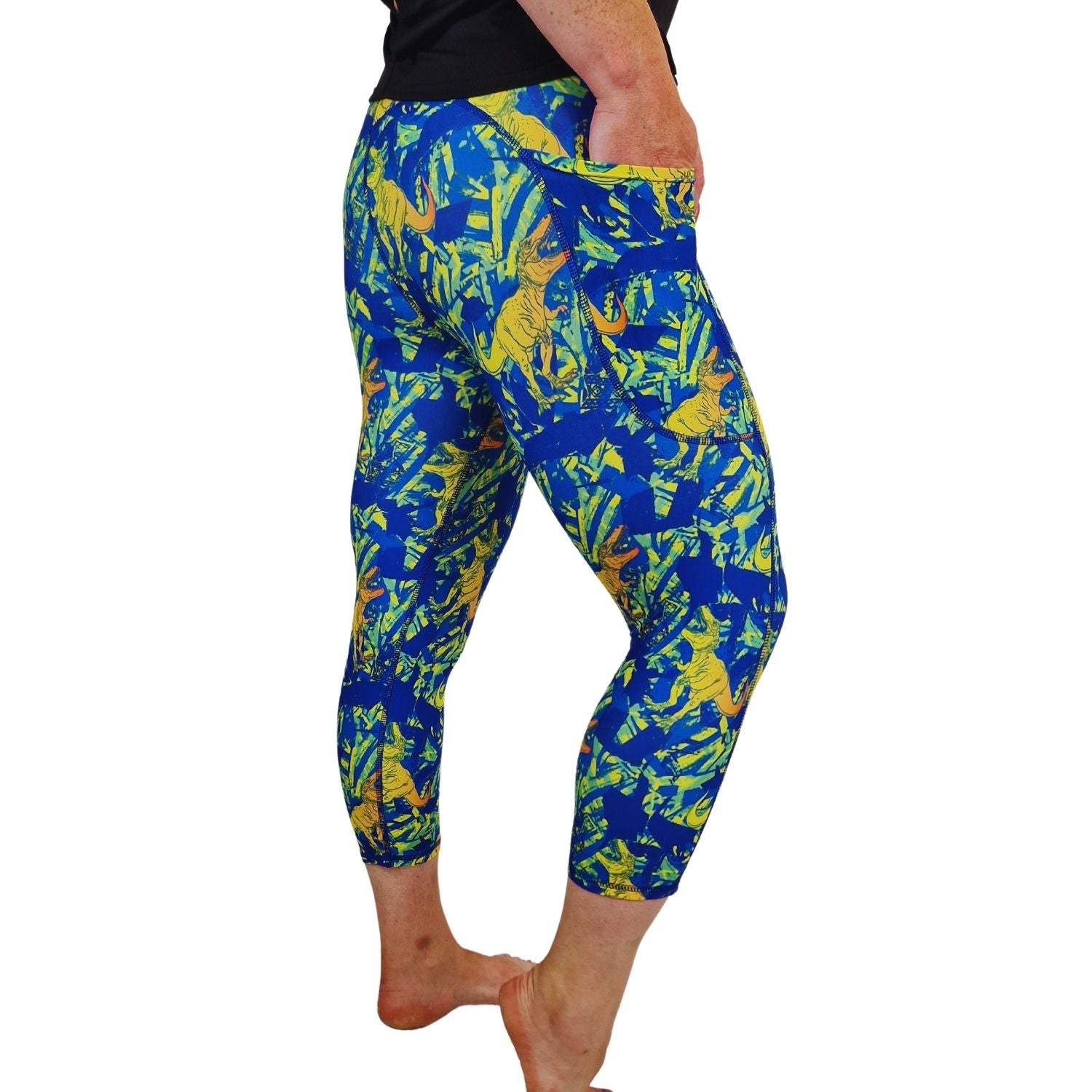 Funky Fit SCULPT Yoga Capri Leggings - Jurassic Jungle