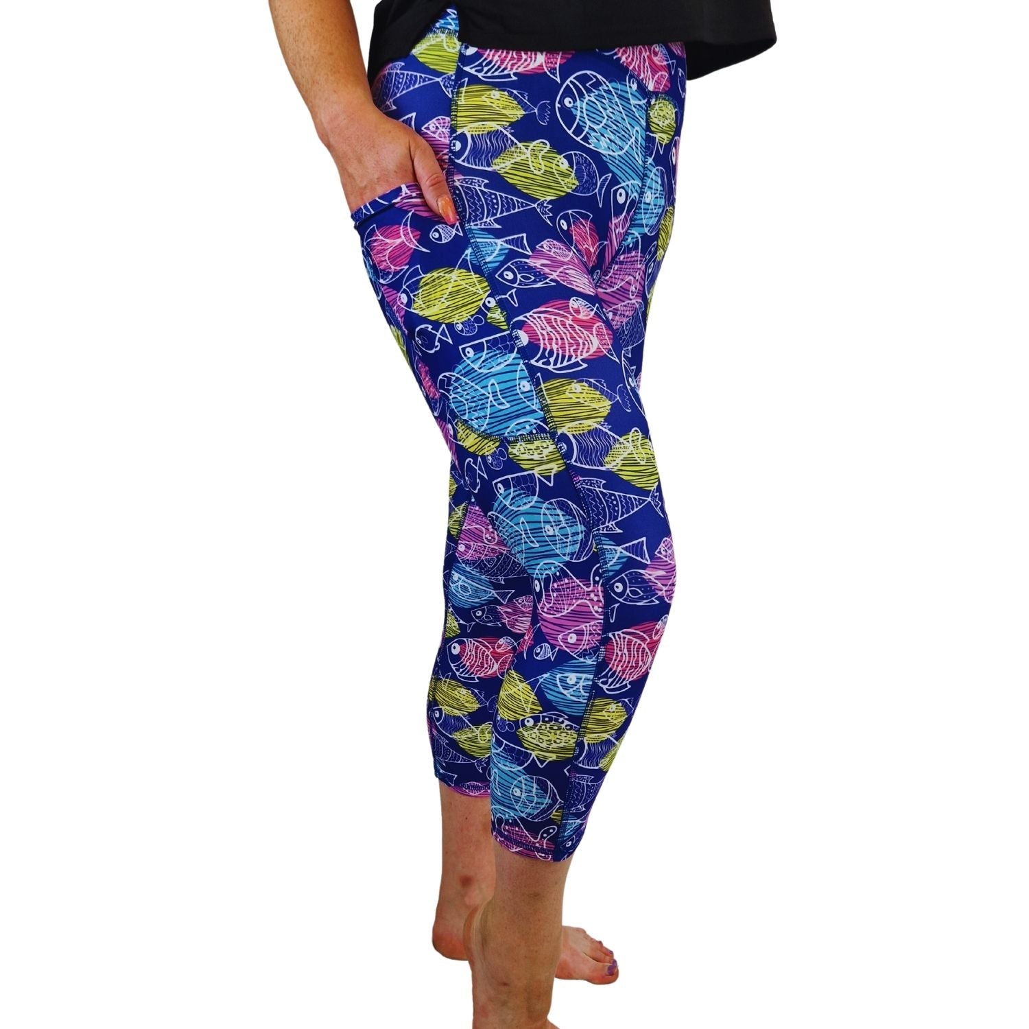 Funky Fit SCULPT Yoga Capri Leggings - Go with the Shoal