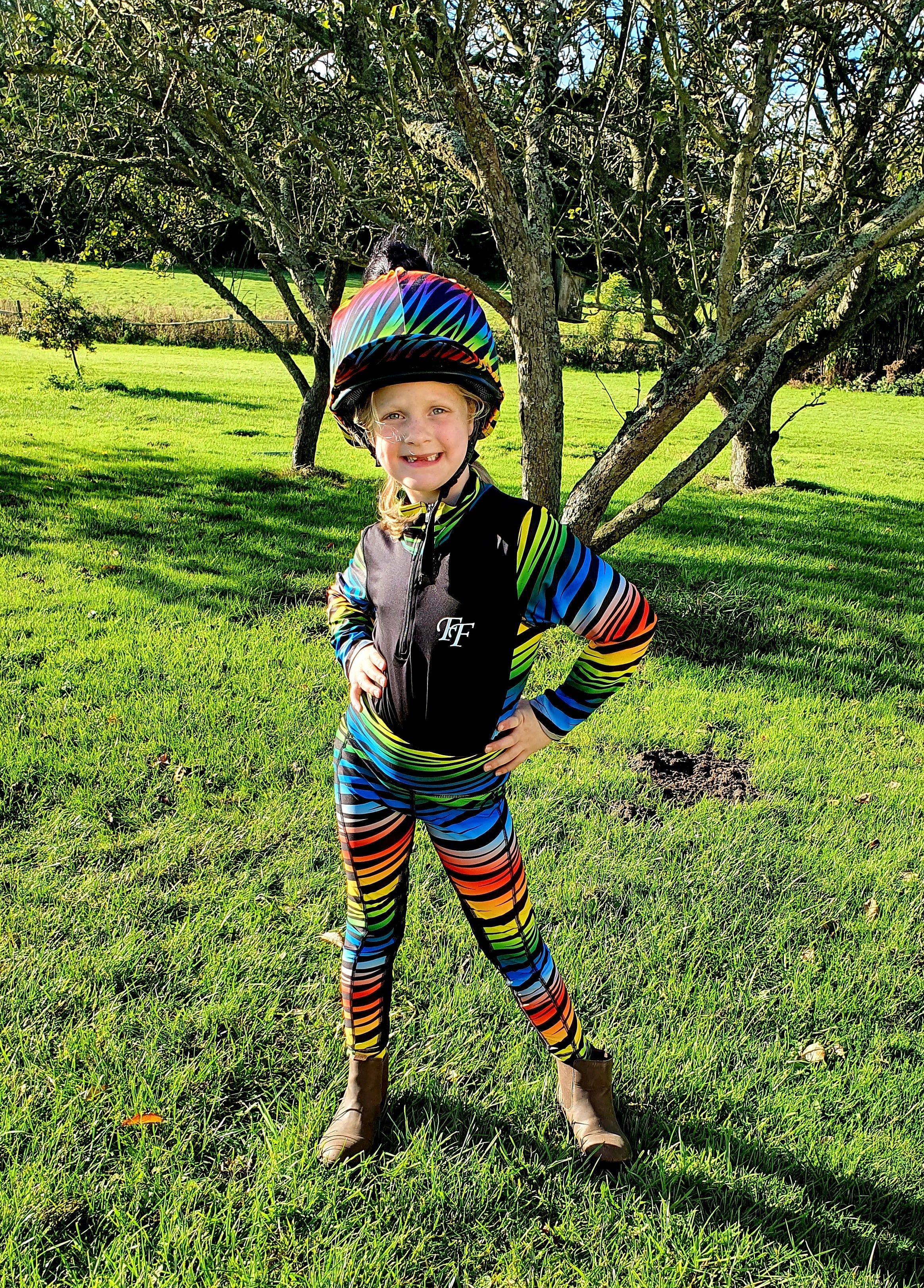 Funky Fit Equestrian - Rainbow Zebra Baselayer