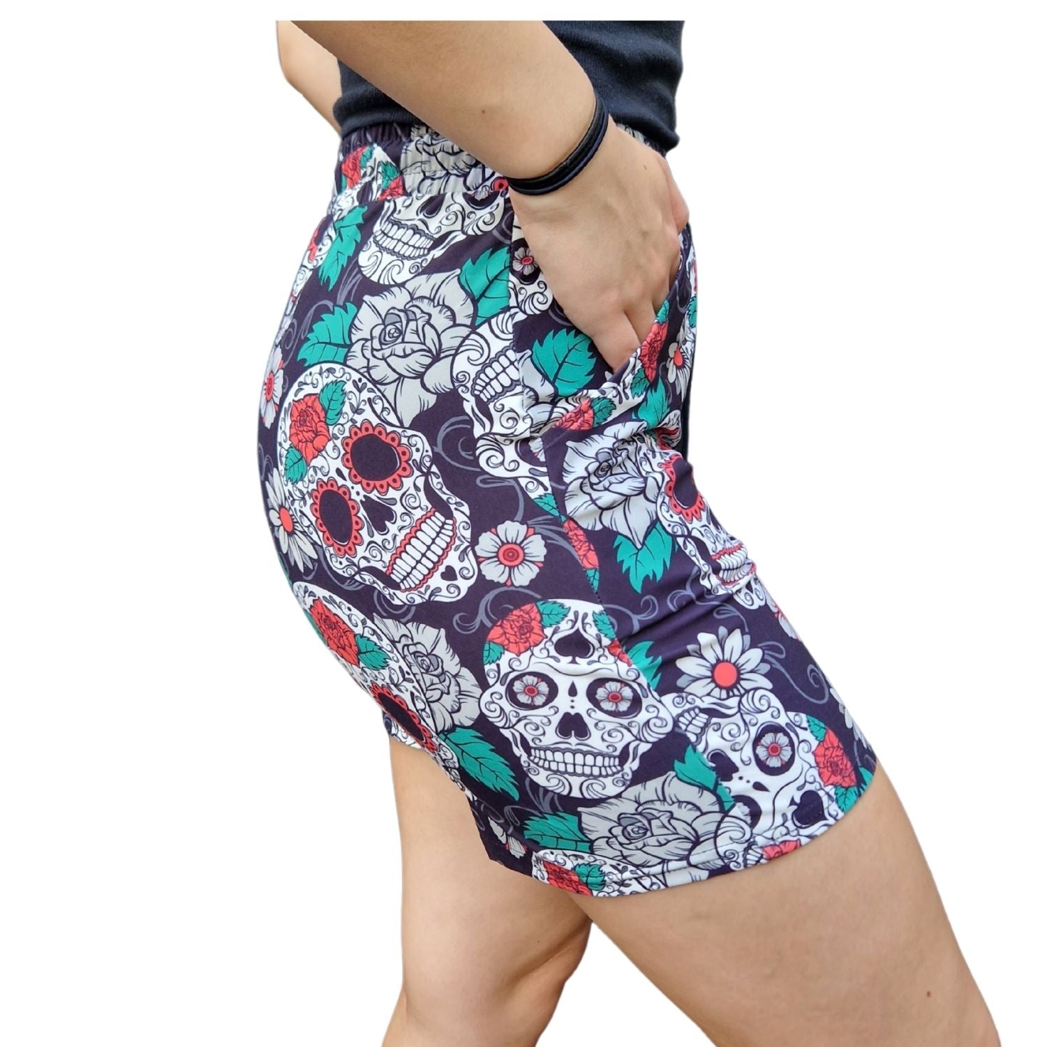 Funky Fit Jogger Shorts - Day of the Dead
