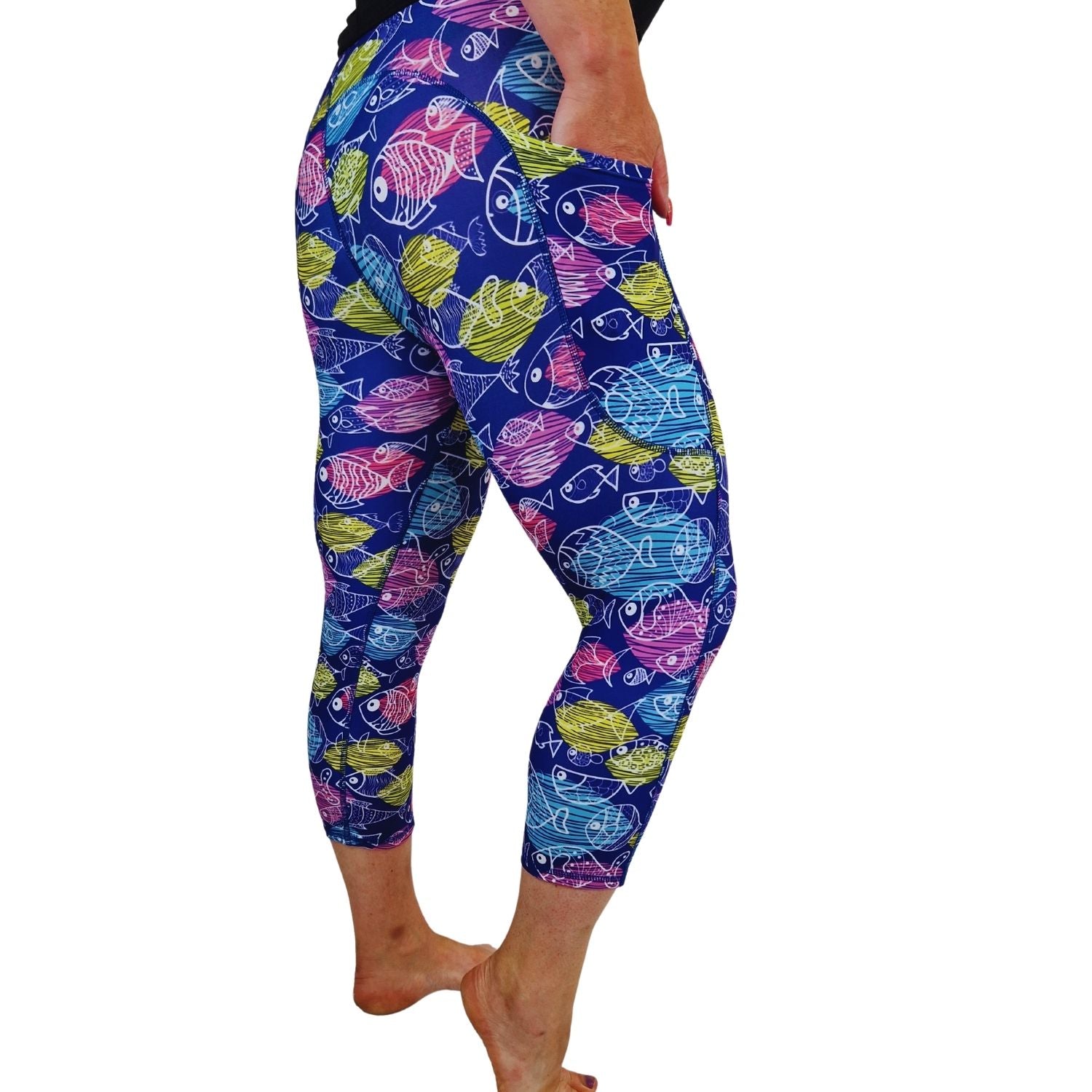 Funky Fit SCULPT Yoga Capri Leggings - Go with the Shoal