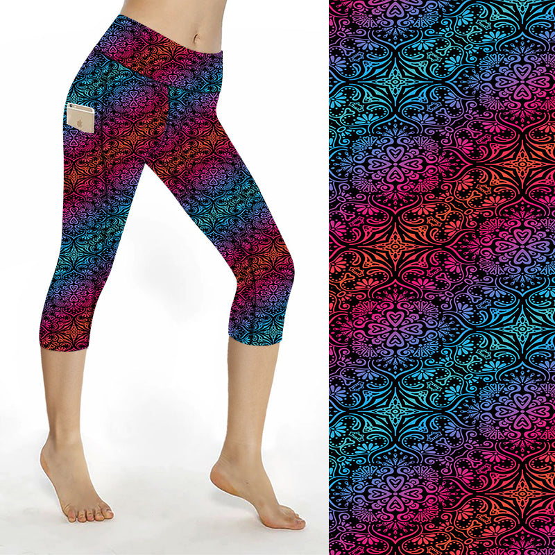 Funky Fit SCULPT Yoga Capri Leggings - Colourful Lace