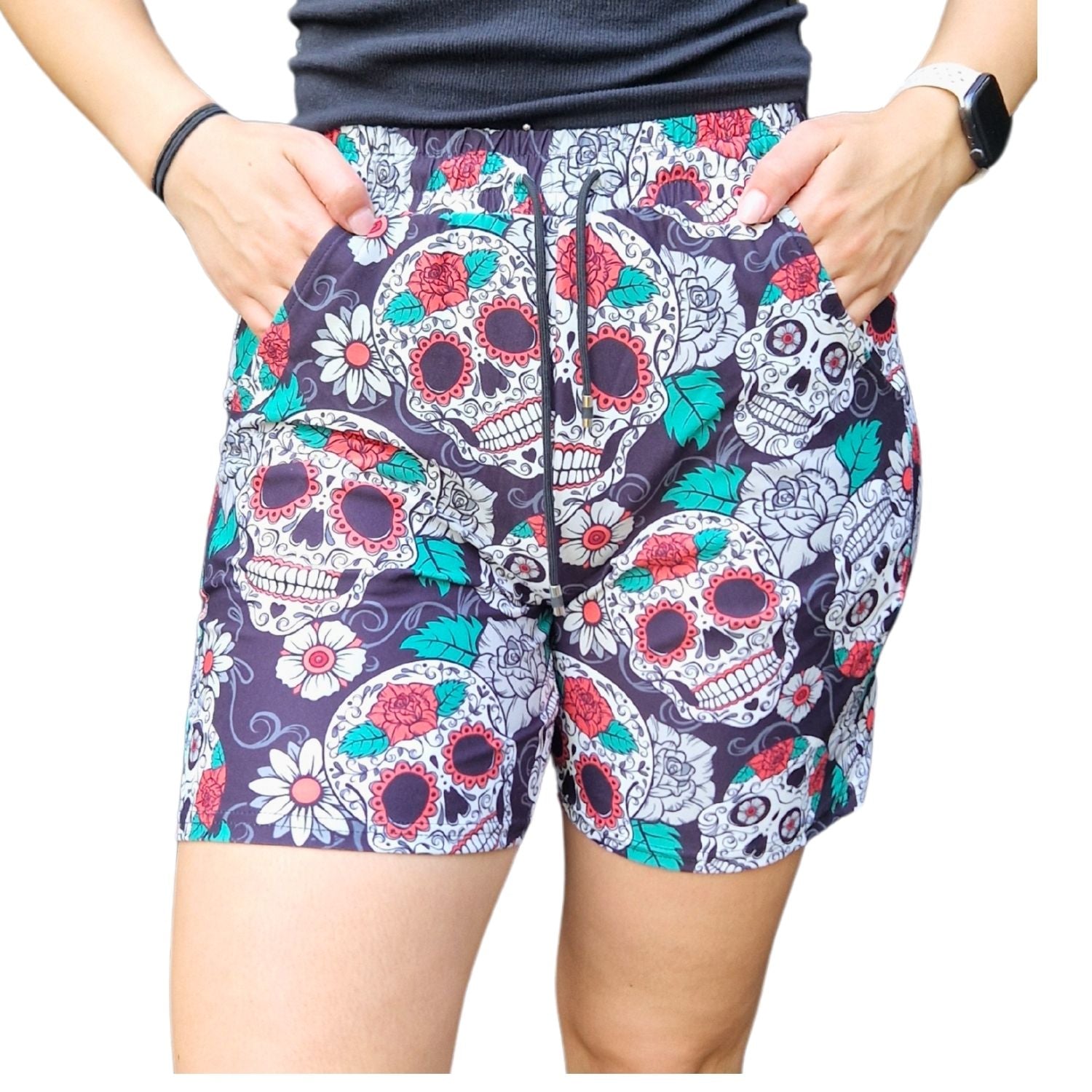 Funky Fit Jogger Shorts - Day of the Dead