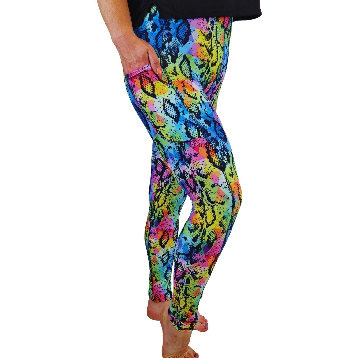 Funky Fit SCULPT Yoga Leggings- Rainbow Snake