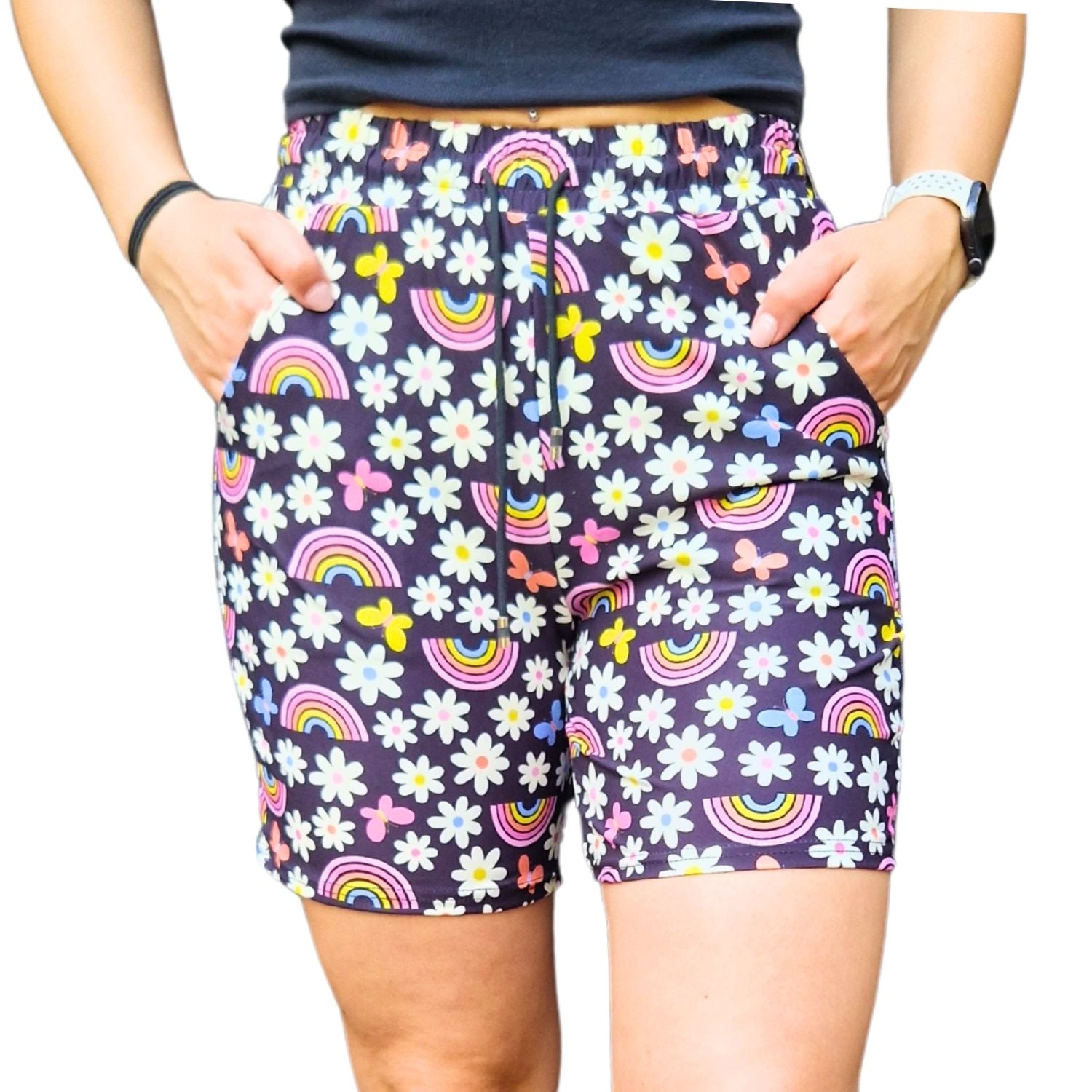 Funky Fit Jogger Shorts - Rainbows & Daisy's