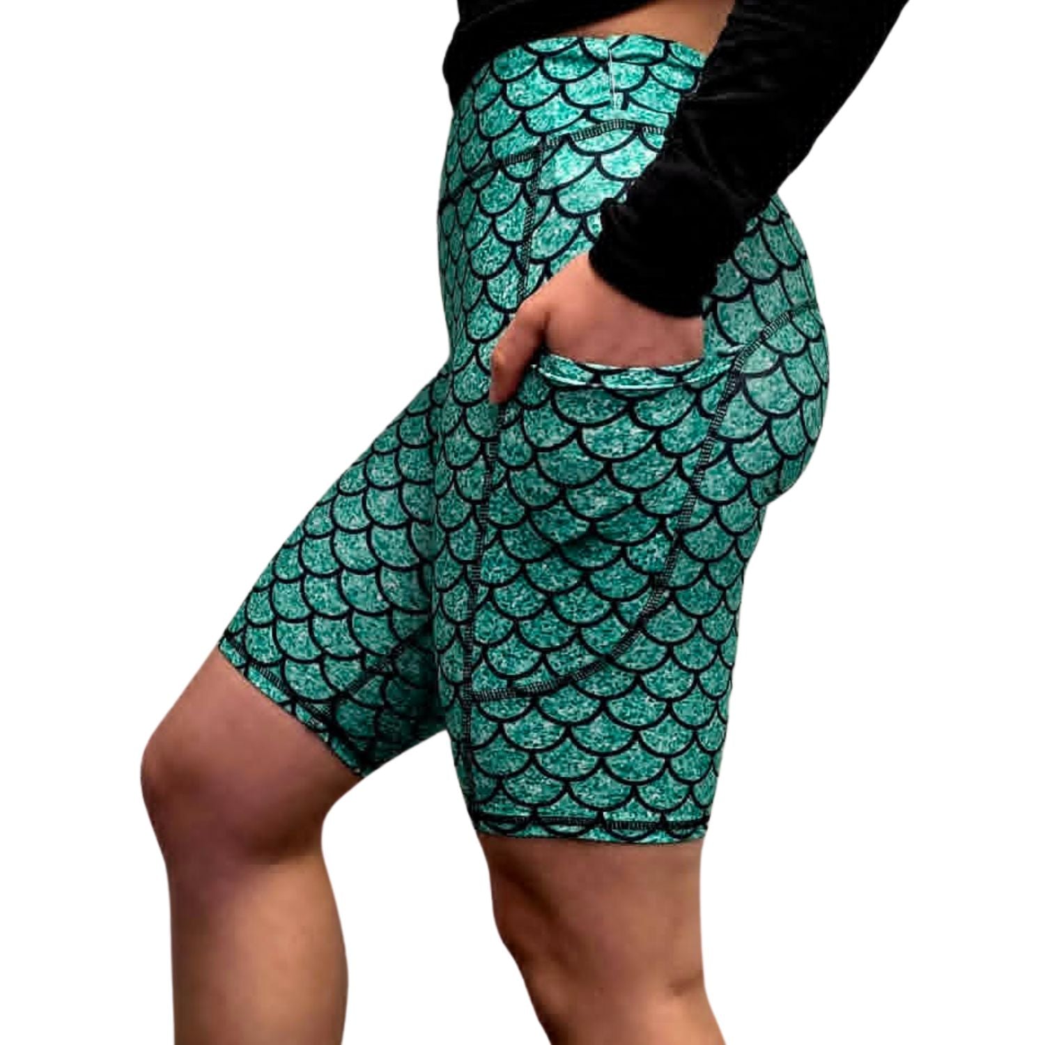 Funky Fit Sculpt Yoga Biker Shorts - Mermaid Glitz