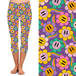 Funky Fit 24/7 Capri Leggings – Smiley Sunflowers
