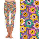 Funky Fit 24/7 Capri Leggings – Smiley Sunflowers