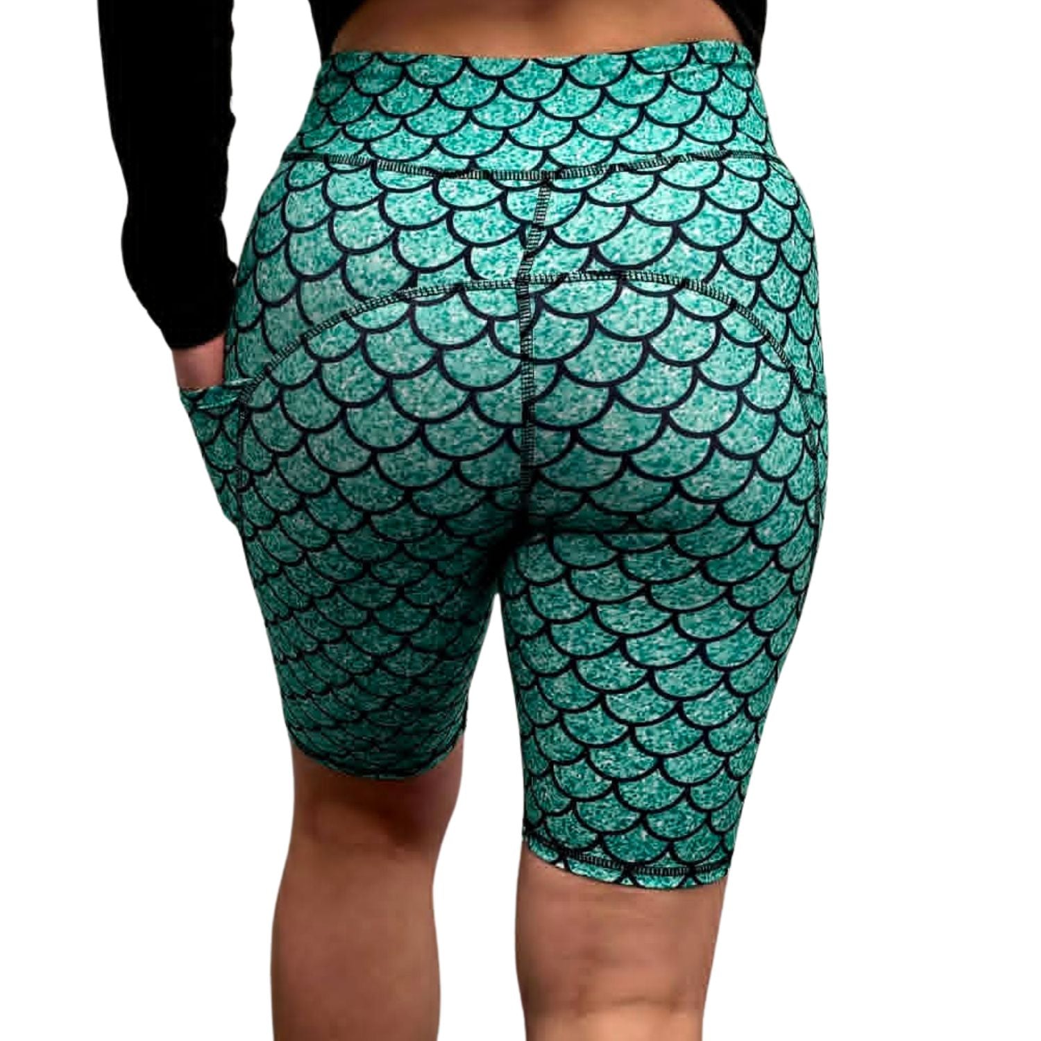Funky Fit Sculpt Yoga Biker Shorts - Mermaid Glitz