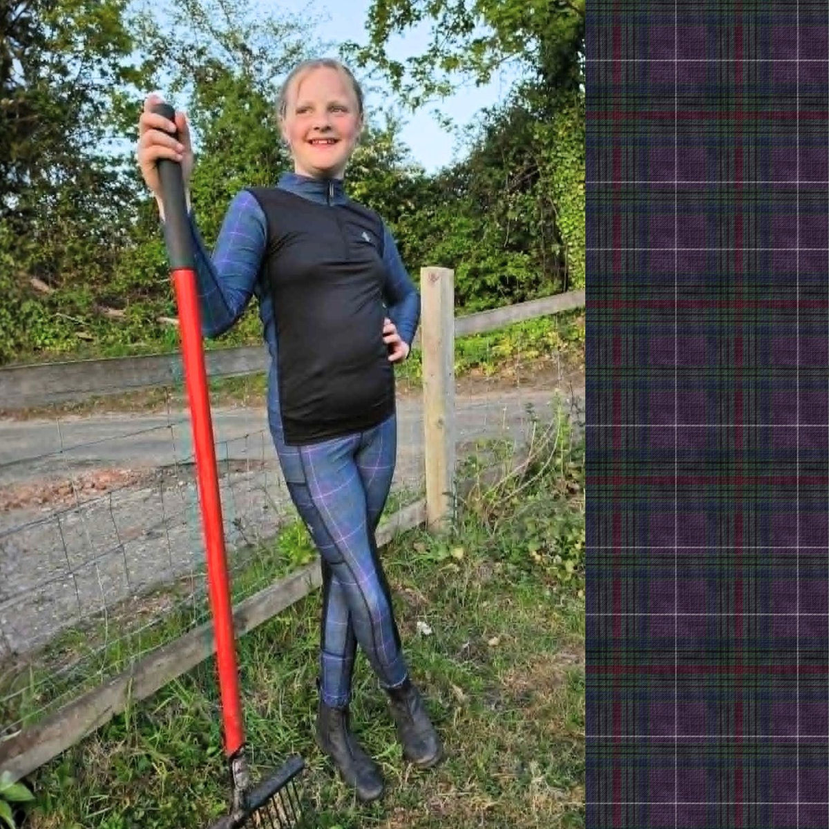 Funky Fit Thistle Tartan Base Layers & Jodhpurs Kids