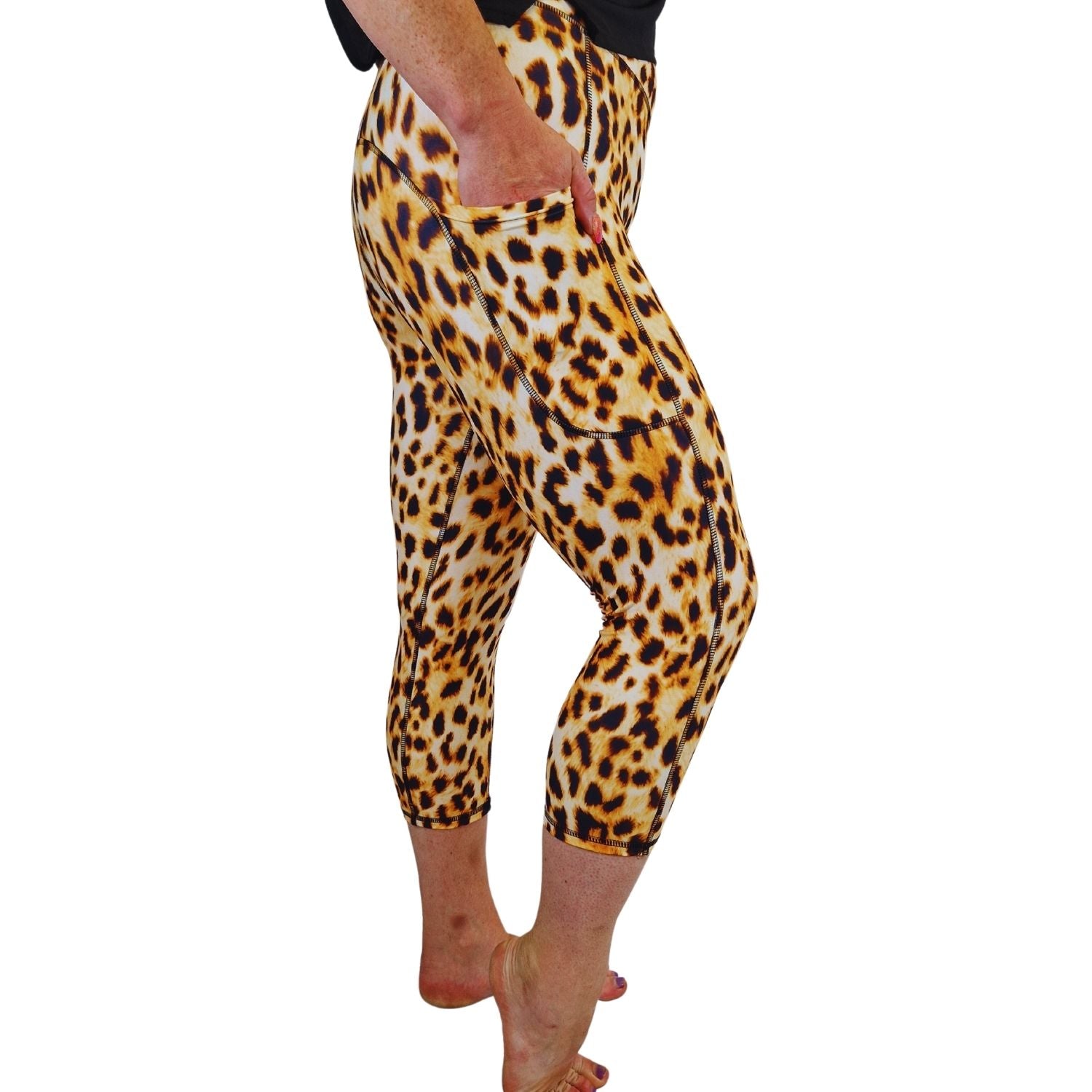 Funky Fit SCULPT Yoga Capri Leggings - Safari