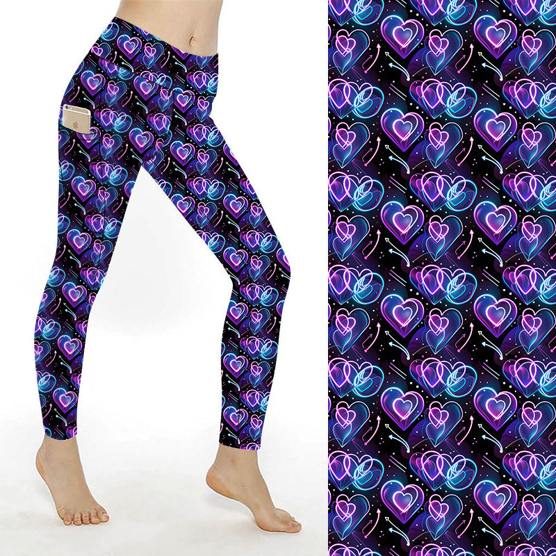 Funky Fit SCULPT Yoga Full Length Leggings - Valentines Neon Hearts