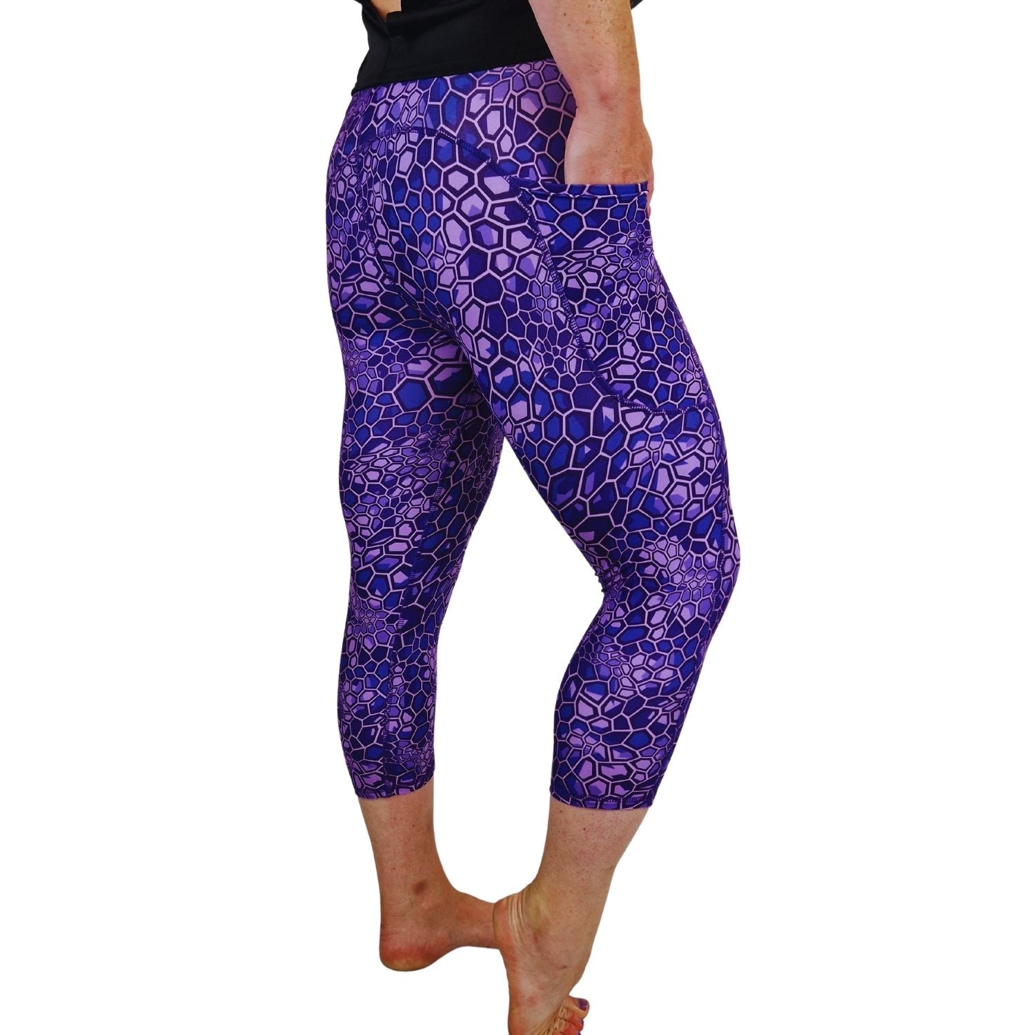 Funky Fit SCULPT Yoga Capri Leggings - Purple Croc