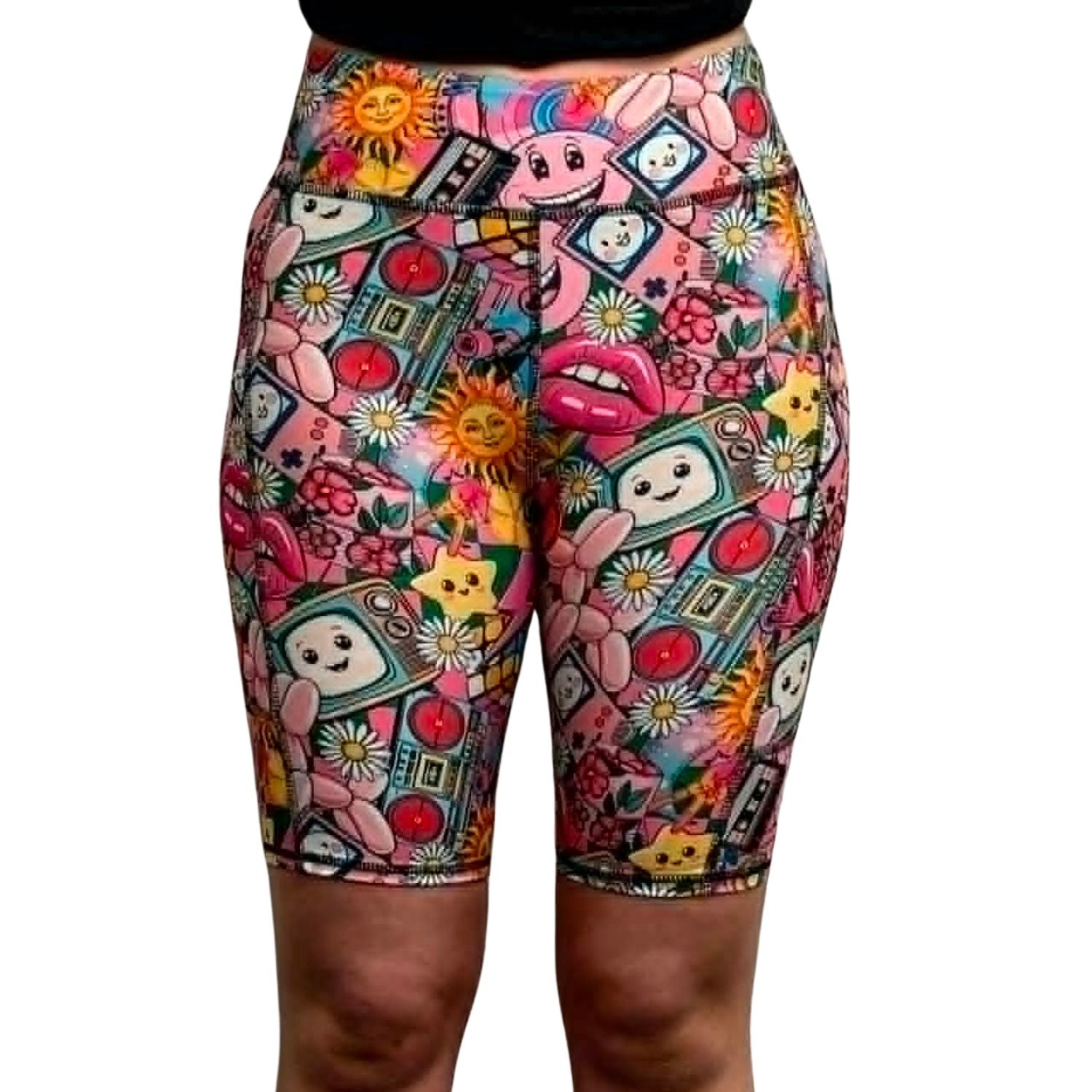 Funky Fit Sculpt Yoga Biker Shorts - Retro Vibes