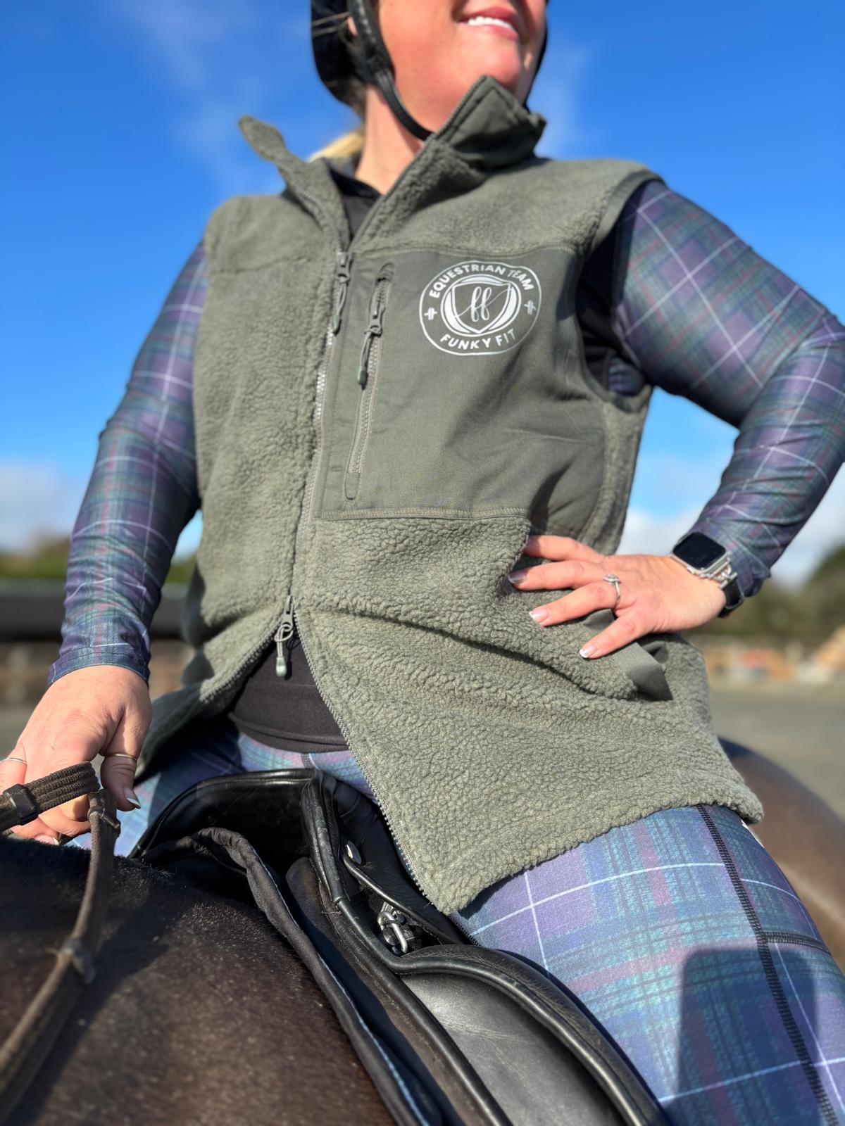 Funky Fit Equestrian Heritage Fleece Gilet - Dark Olive