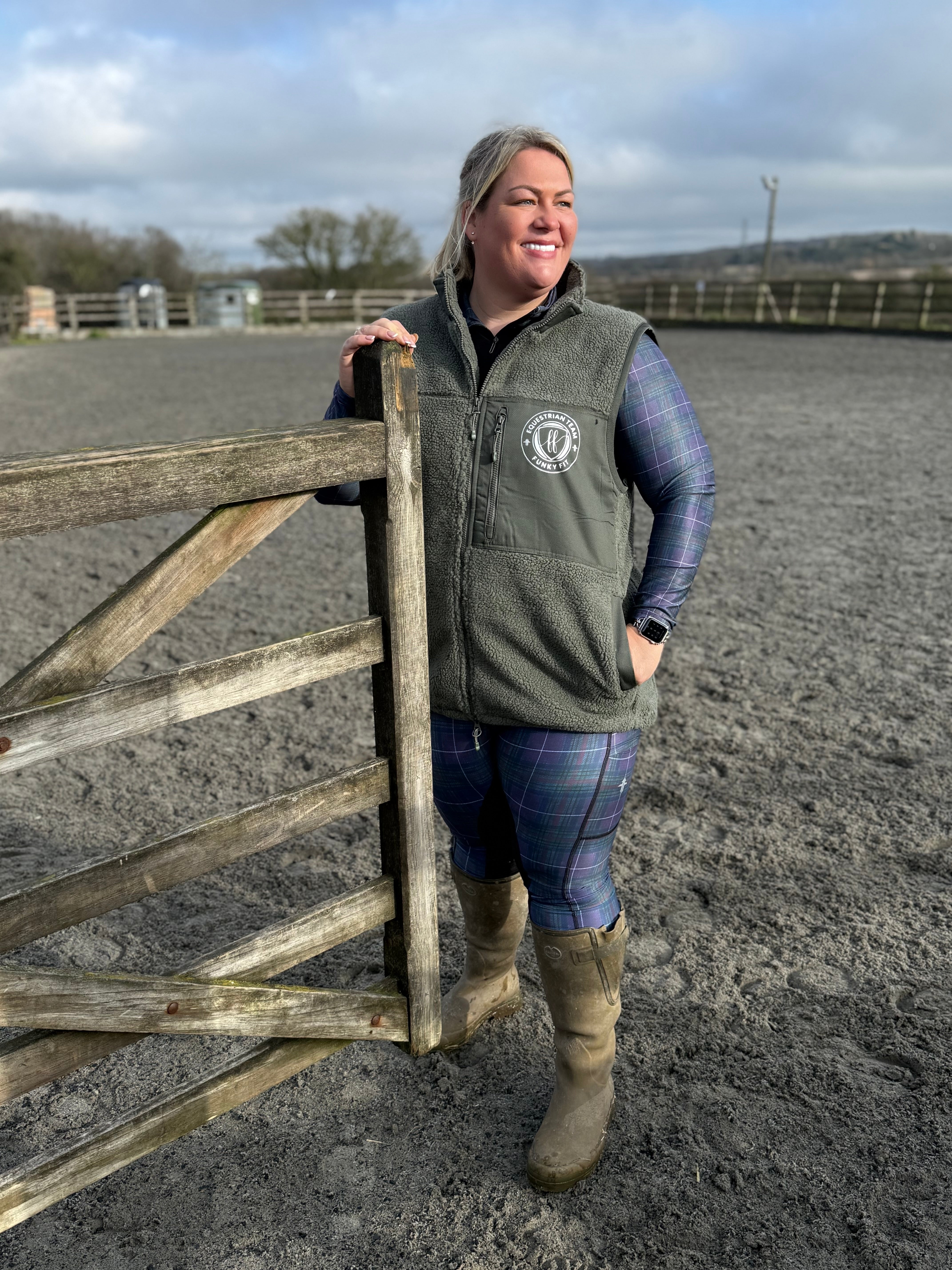 Funky Fit Equestrian Heritage Fleece Gilet - Dark Olive