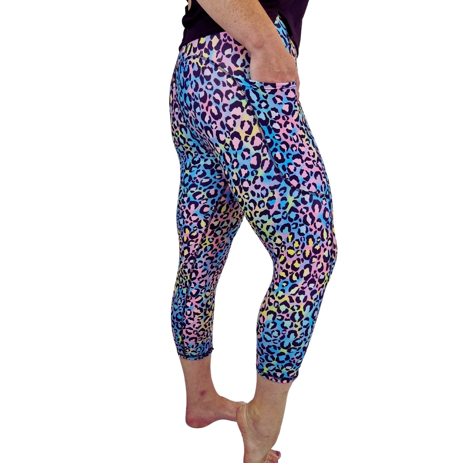 Funky Fit SCULPT Yoga Capri Leggings - Pastel Leopard