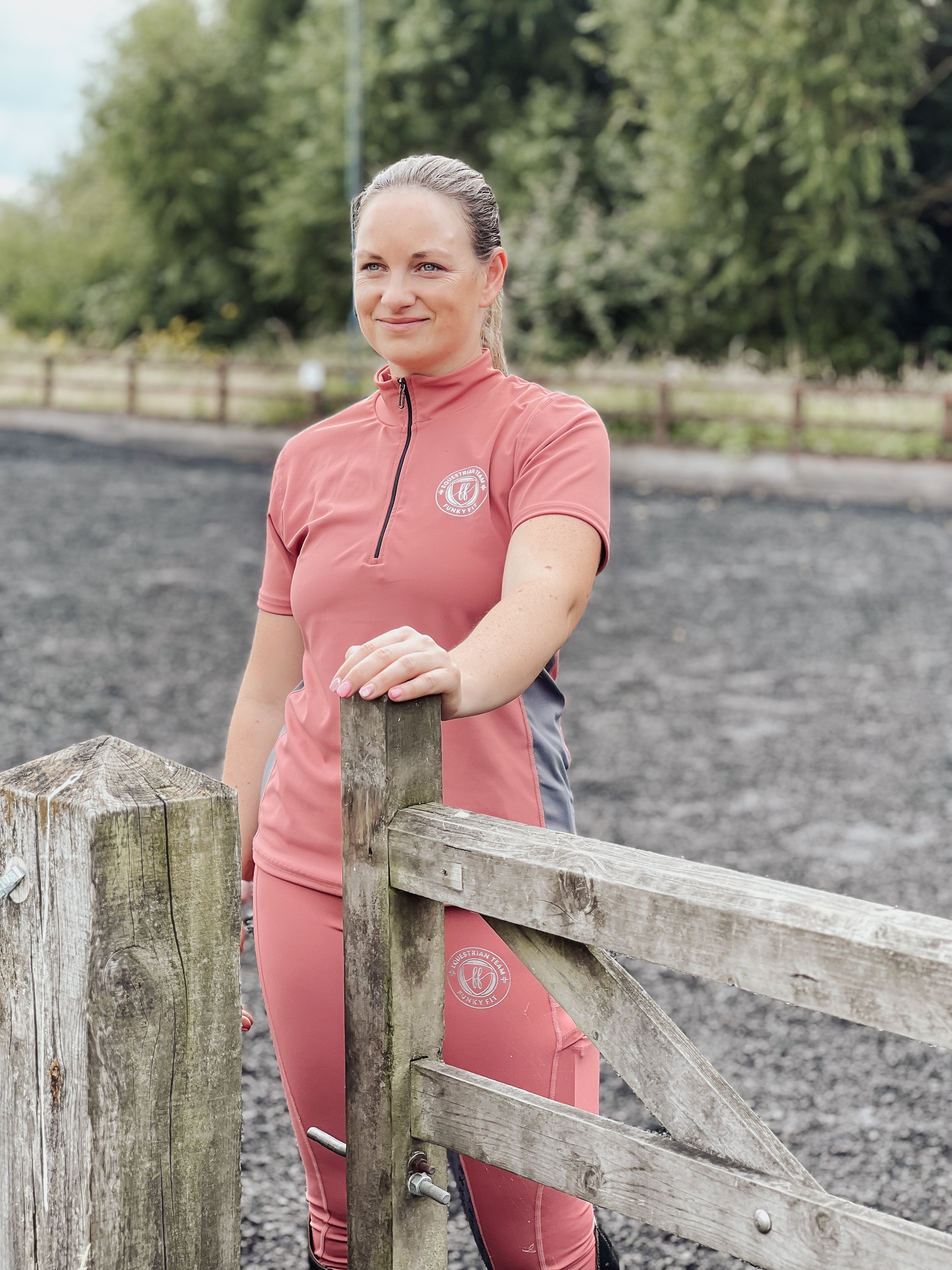 Team Short Sleeved Base Layer - Rose & Grey