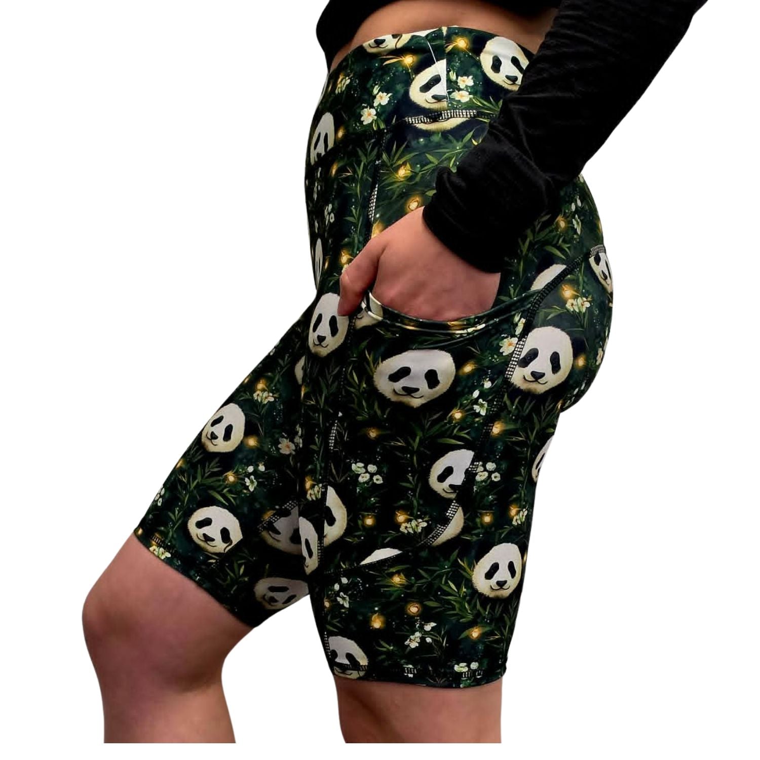 Funky Fit Sculpt Yoga Biker Shorts - Pandas