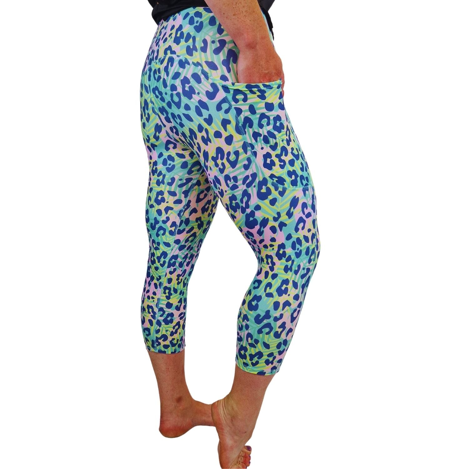 Funky Fit SCULPT Yoga Capri Leggings - Tropical Leopard