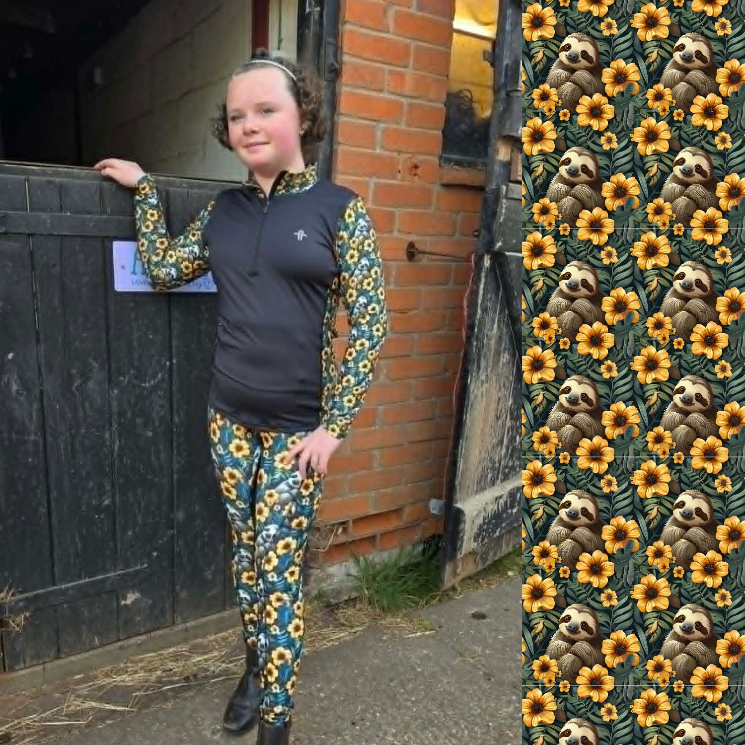 Funky Fit Sunshine Sloths Base Layers & Jodphurs Kids