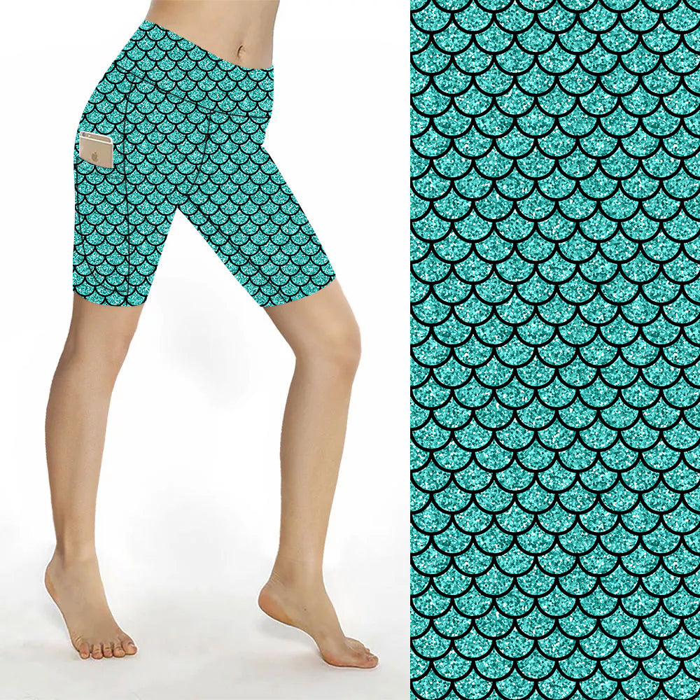Funky Fit Sculpt Yoga Biker Shorts - Mermaid Glitz