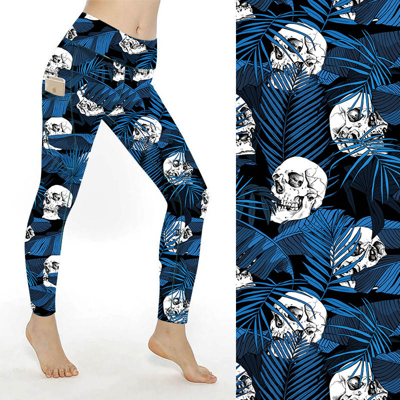 Funky Fit SCULPT Yoga Leggings- Tropical Skulls