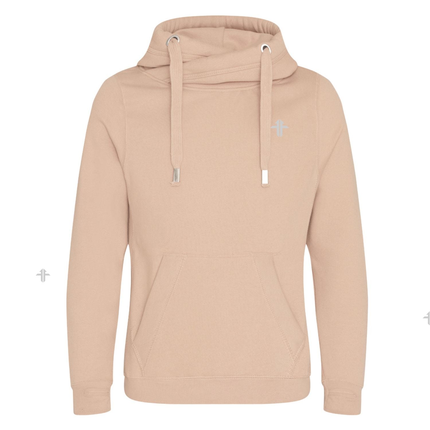 Cross-Neck Hoodie - Nude