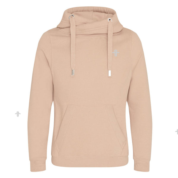 Cross-Neck Hoodie - Nude