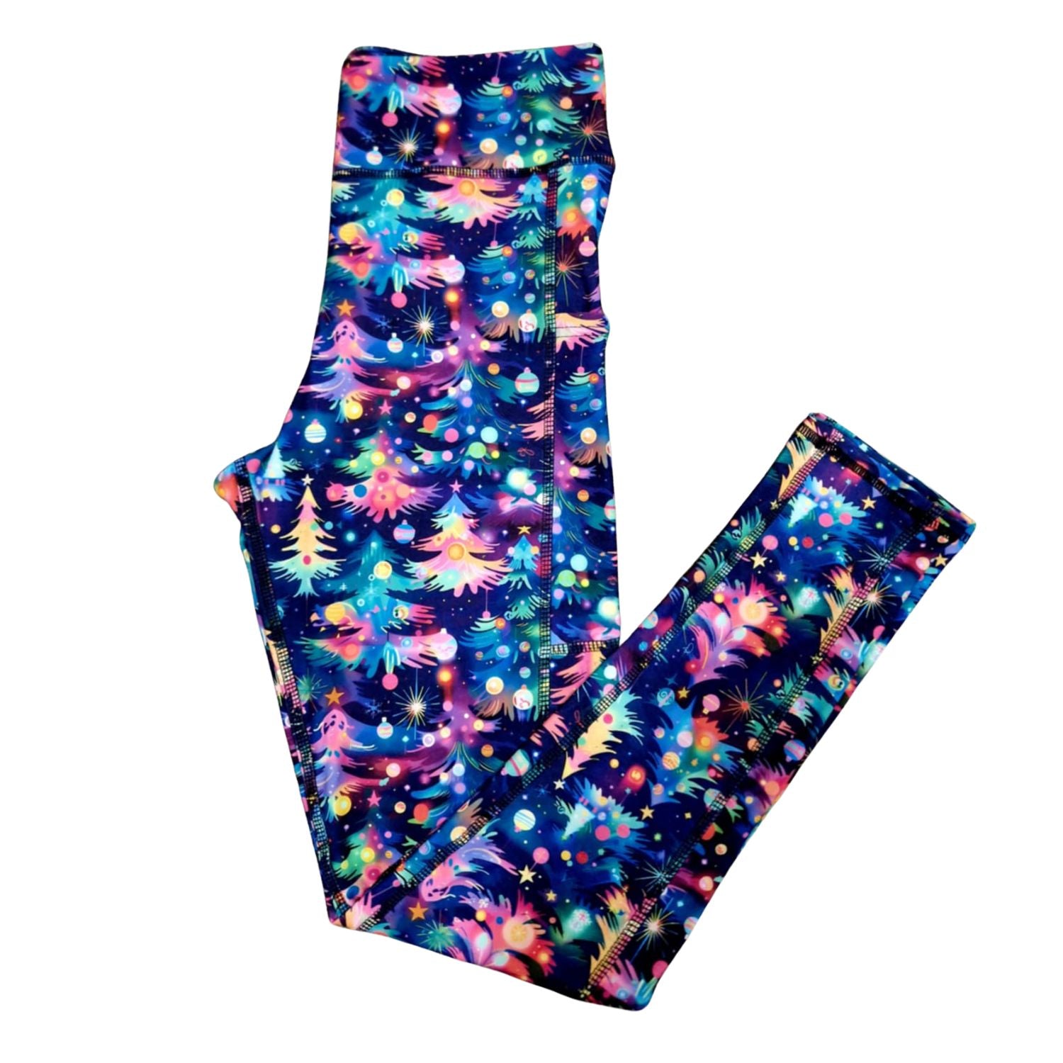 Funky Fit Twilight Tinsel Trees – (Neon-style rainbow Christmas trees with baubles)