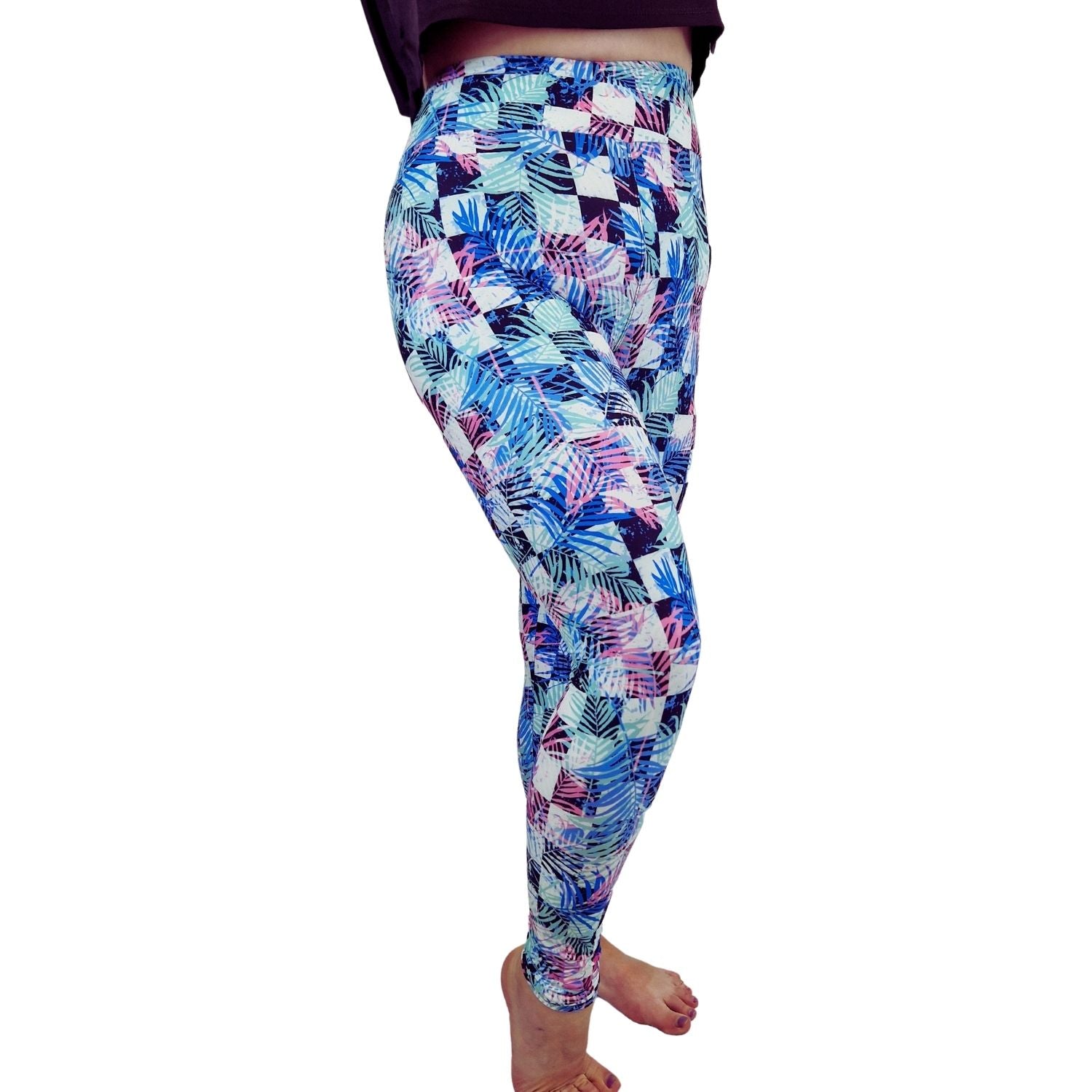 Funky Fit 24/7 Full Length Leggings – Chequered Ferns Pattern