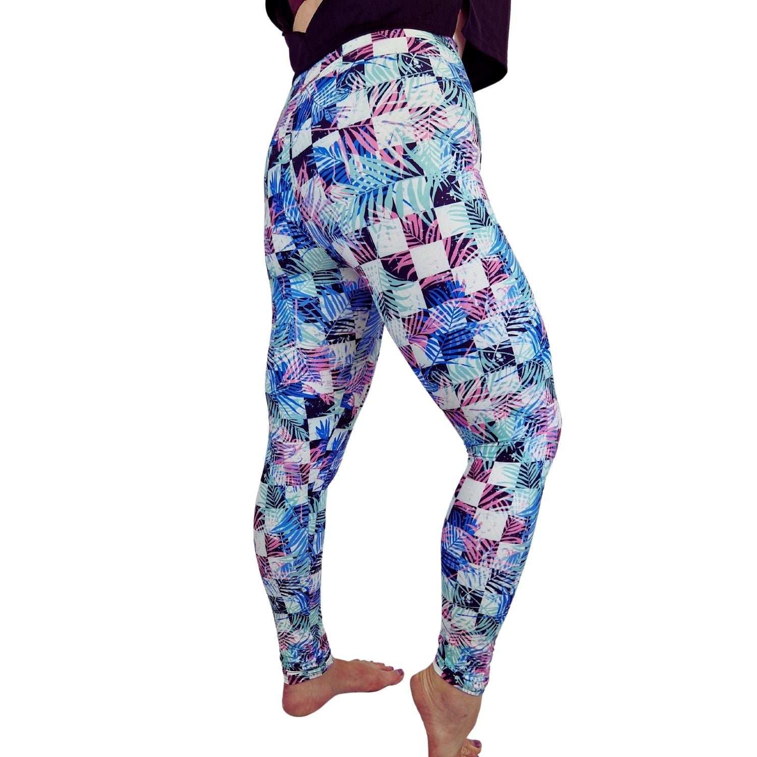 Funky Fit 24/7 Full Length Leggings – Chequered Ferns Pattern