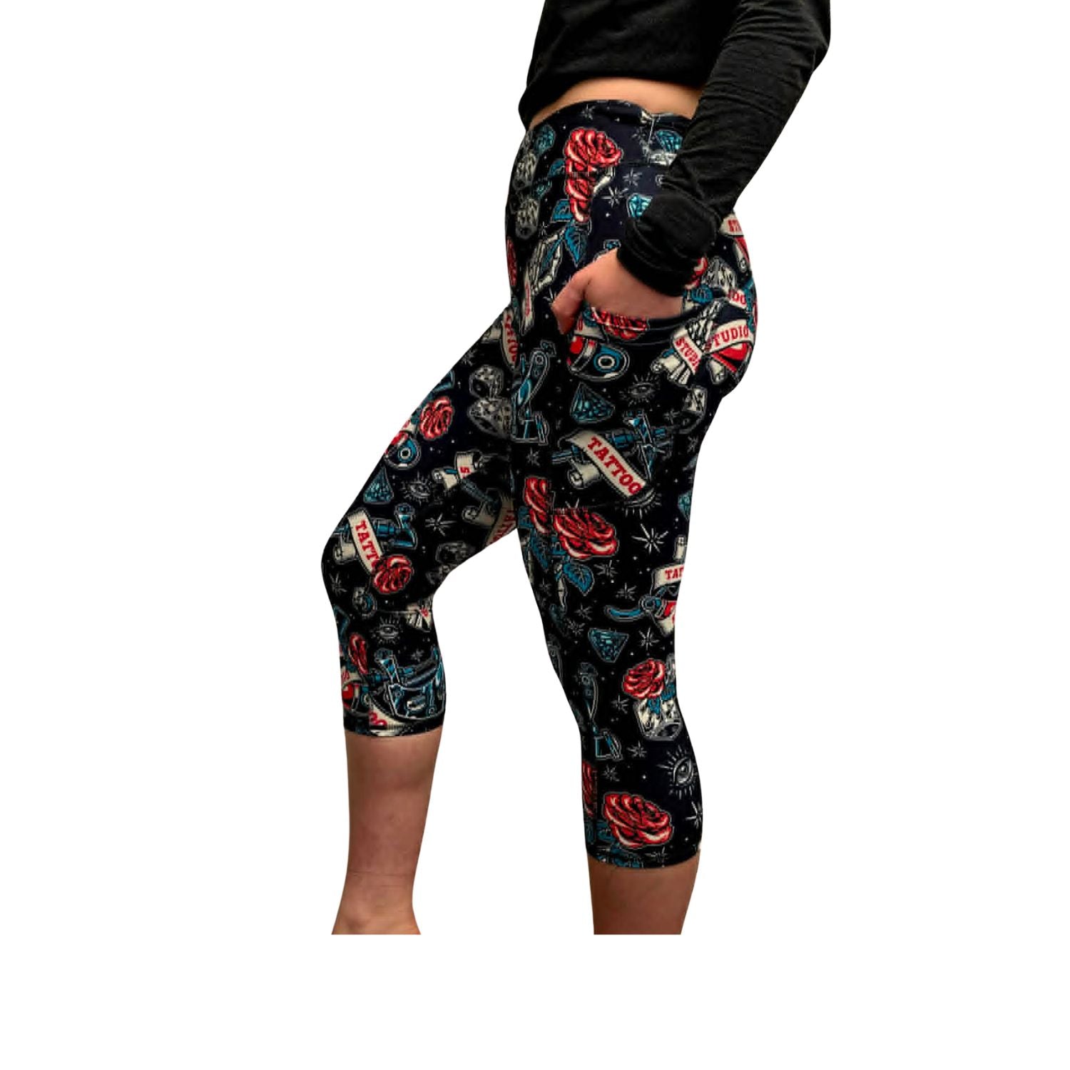 Funky Fit SCULPT Yoga Capri Leggings - Retro Ink