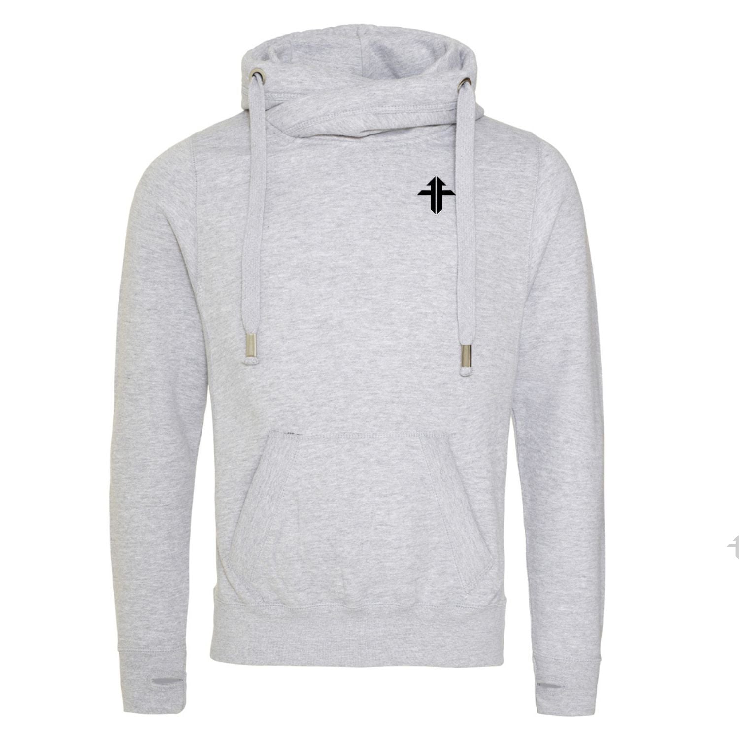 Cross-Neck Hoodie - Heather Grey