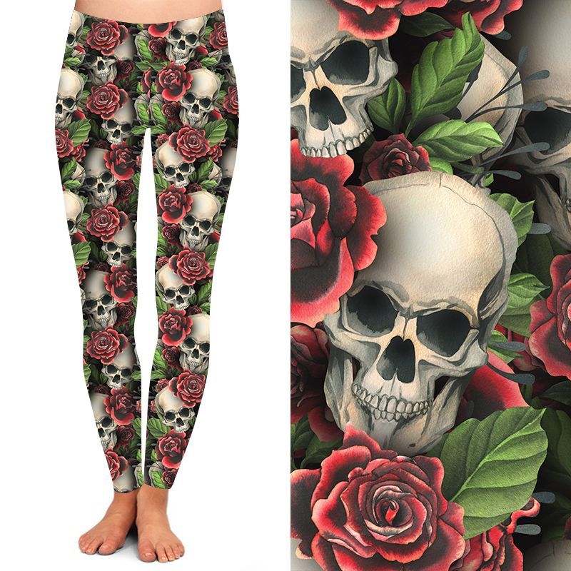 Funky Fit 24/7 Full Length Leggings –  Skull N Roses Pattern