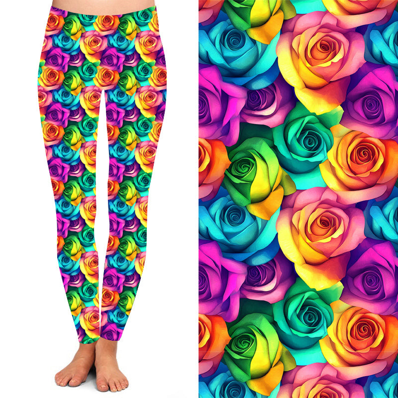 Funky Fit 24/7 Leggings – Rainbow Roses