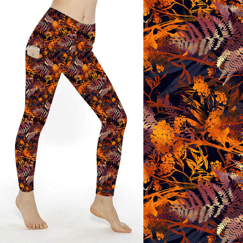 Funky Fit SCULPT Yoga Leggings- Autumnal Fern