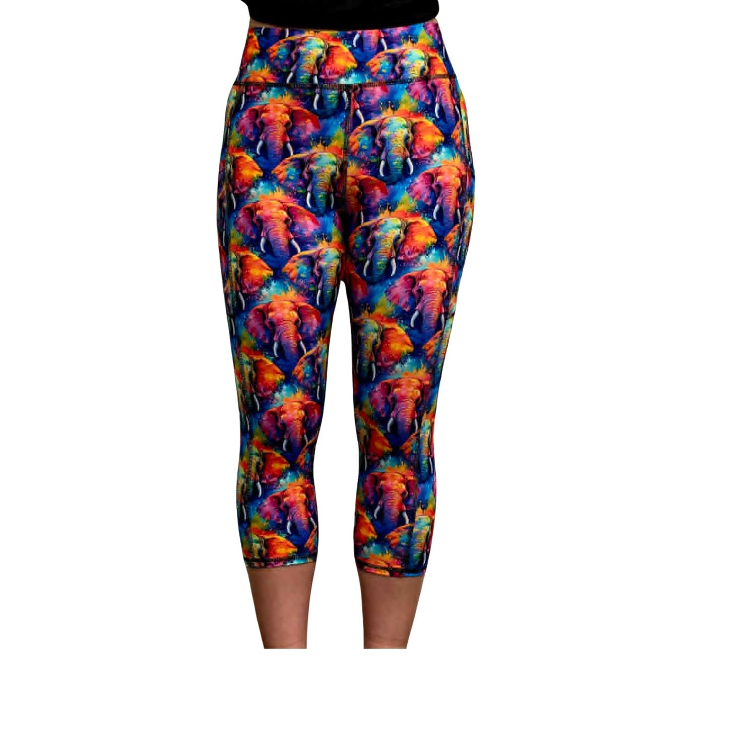 Funky Fit SCULPT Yoga Capri Leggings - Elephant Colour Splash