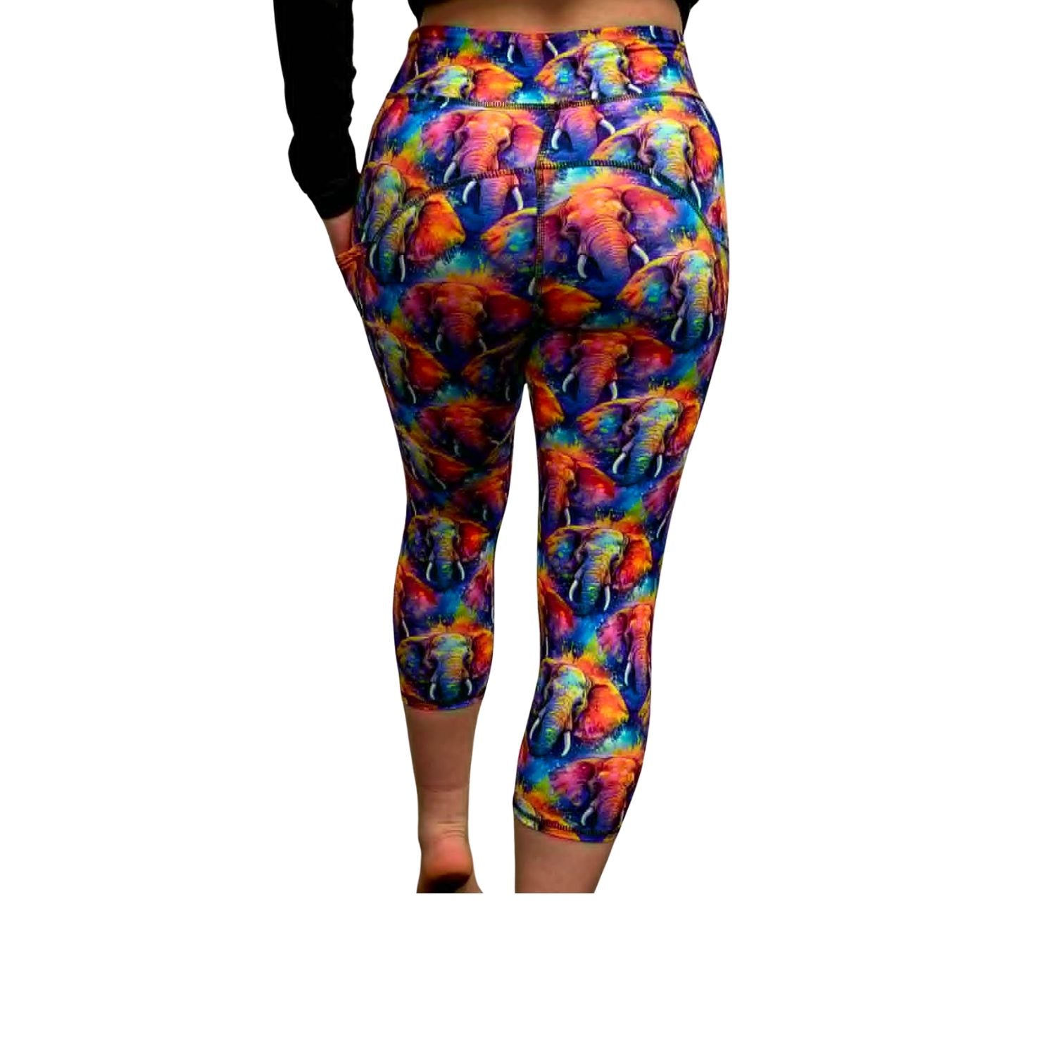 Funky Fit SCULPT Yoga Capri Leggings - Elephant Colour Splash