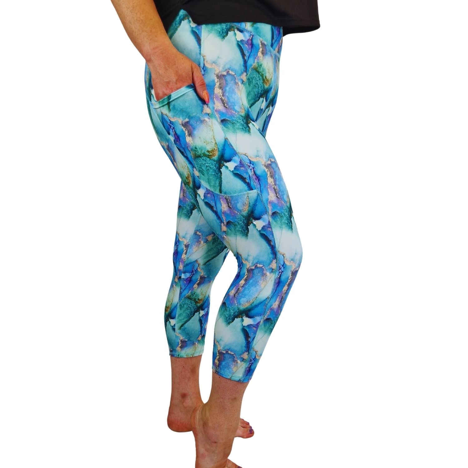 Funky Fit SCULPT Yoga Capri Leggings - Marbled Quartz