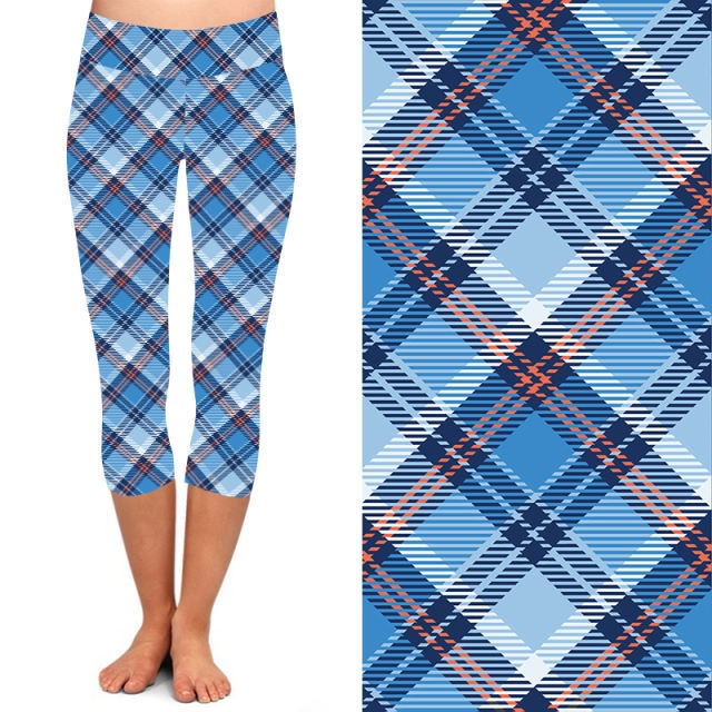 24/7 Capri Leggings – Blue Plaid