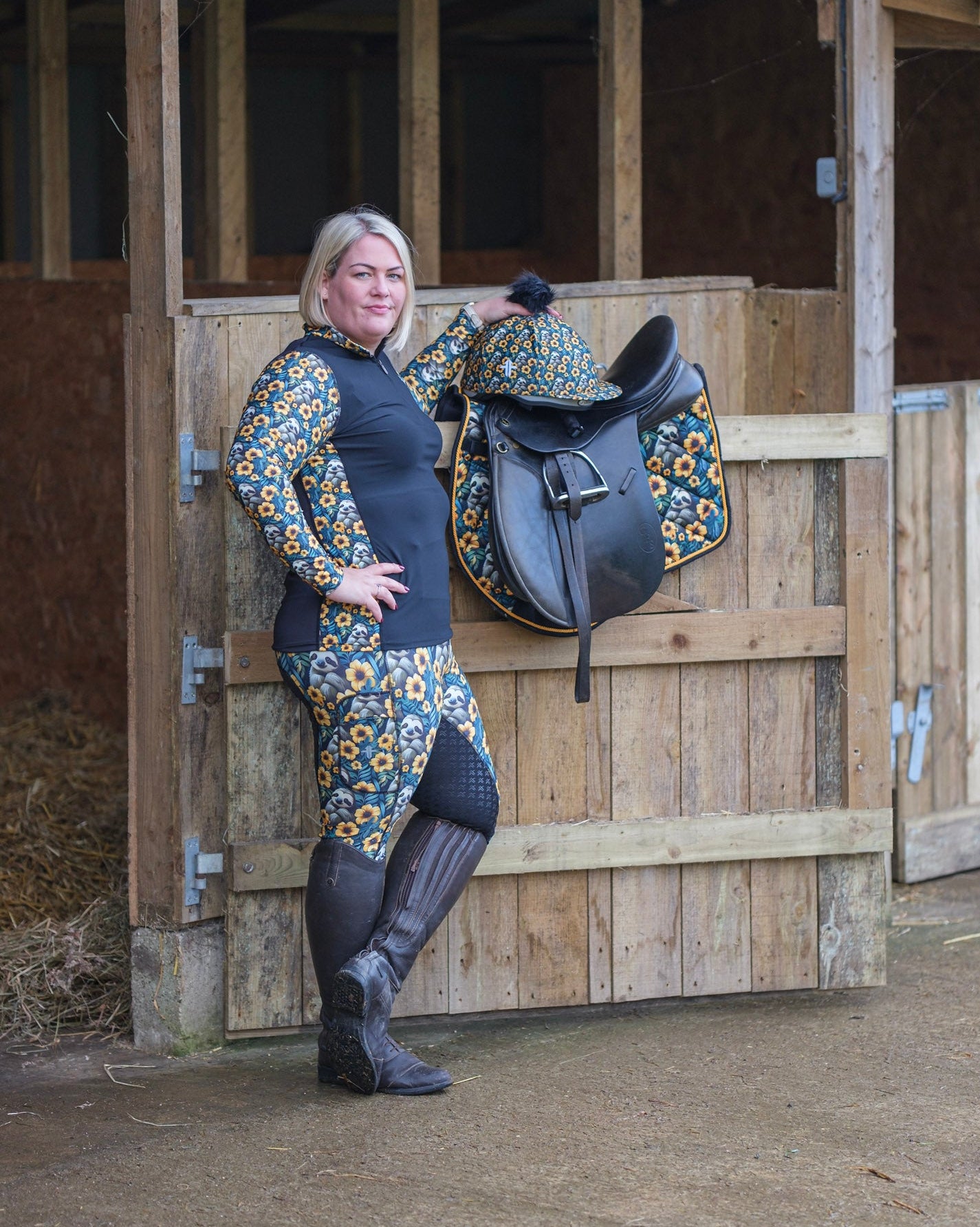 Funky Fit Sunshine Sloths Base Layers- Equestrian