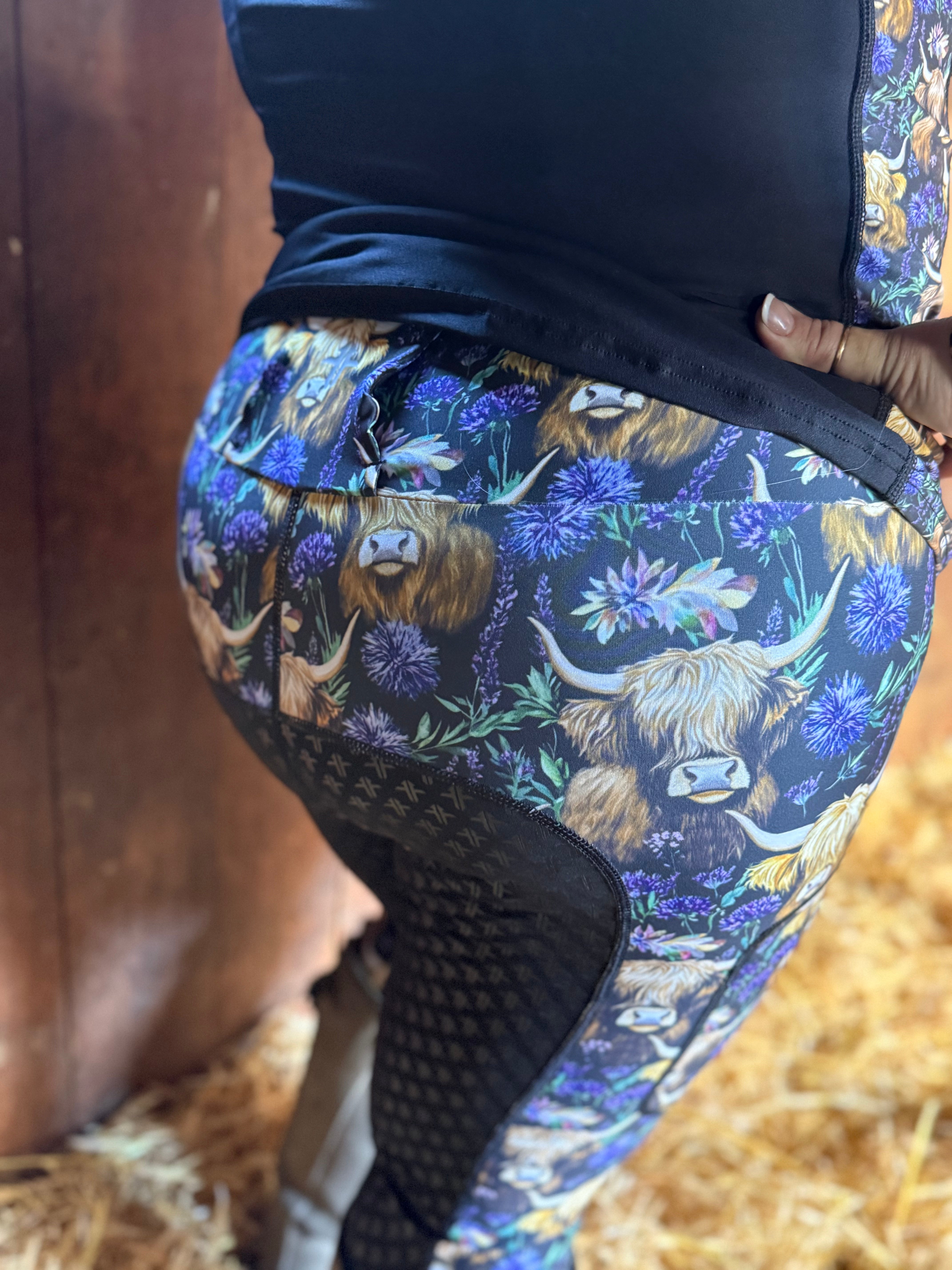 Funky Fit Spring Highland Cow Jodhpurs Equestrian
